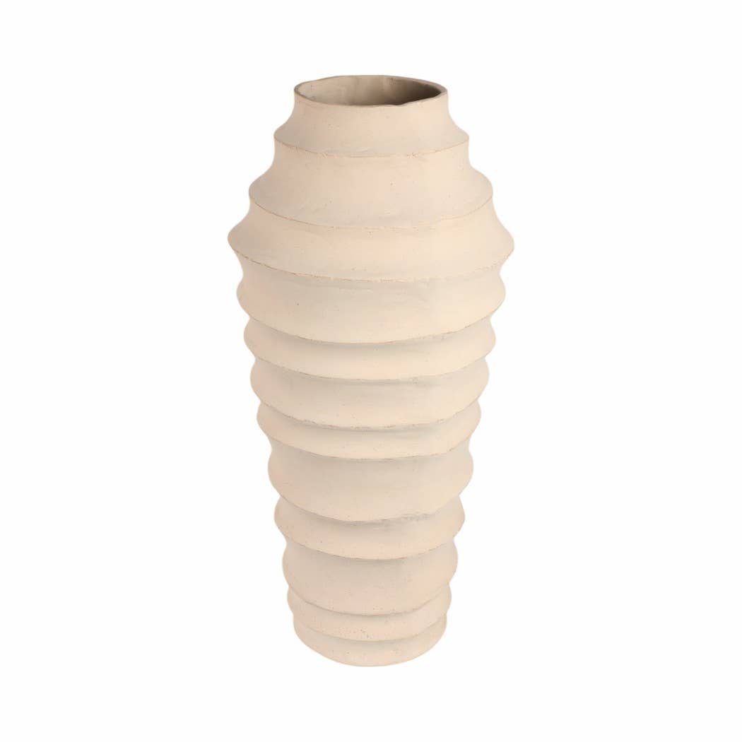 Decorative Floor Vase - Ivory Ecomix Textured Ribbed, 33 in. - Decor Addict, LLC