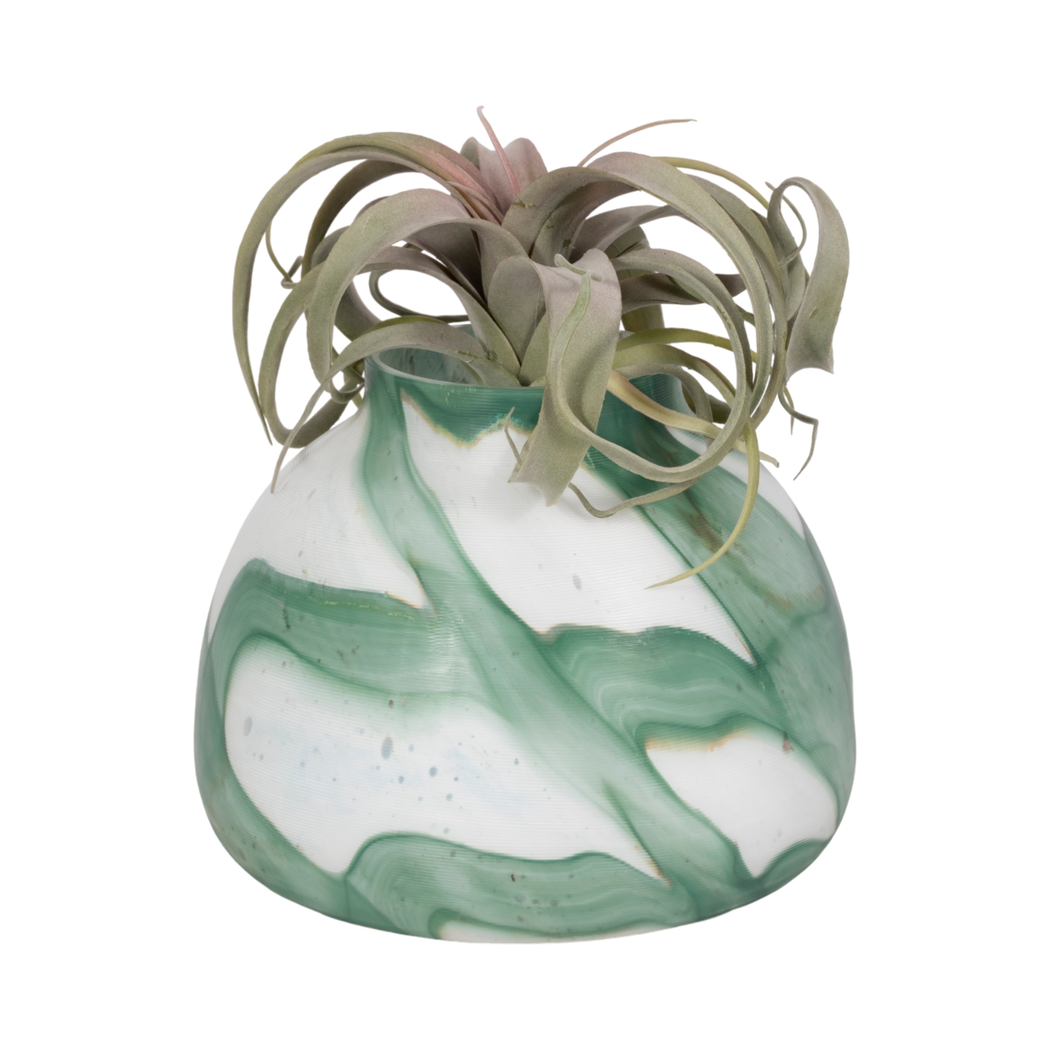 9" Ebb & Flow Vase, Green/clear - Decor Addict, LLC