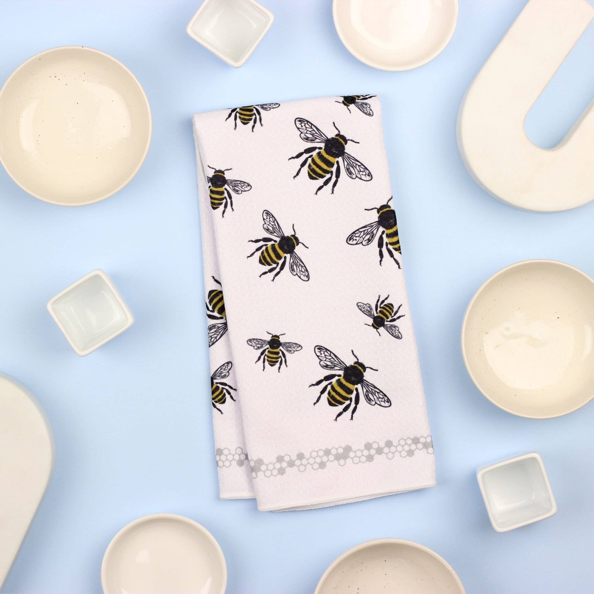 Bumble Bee Dish Towel- 16''x24'': Folded Packaging - Decor Addict, LLC