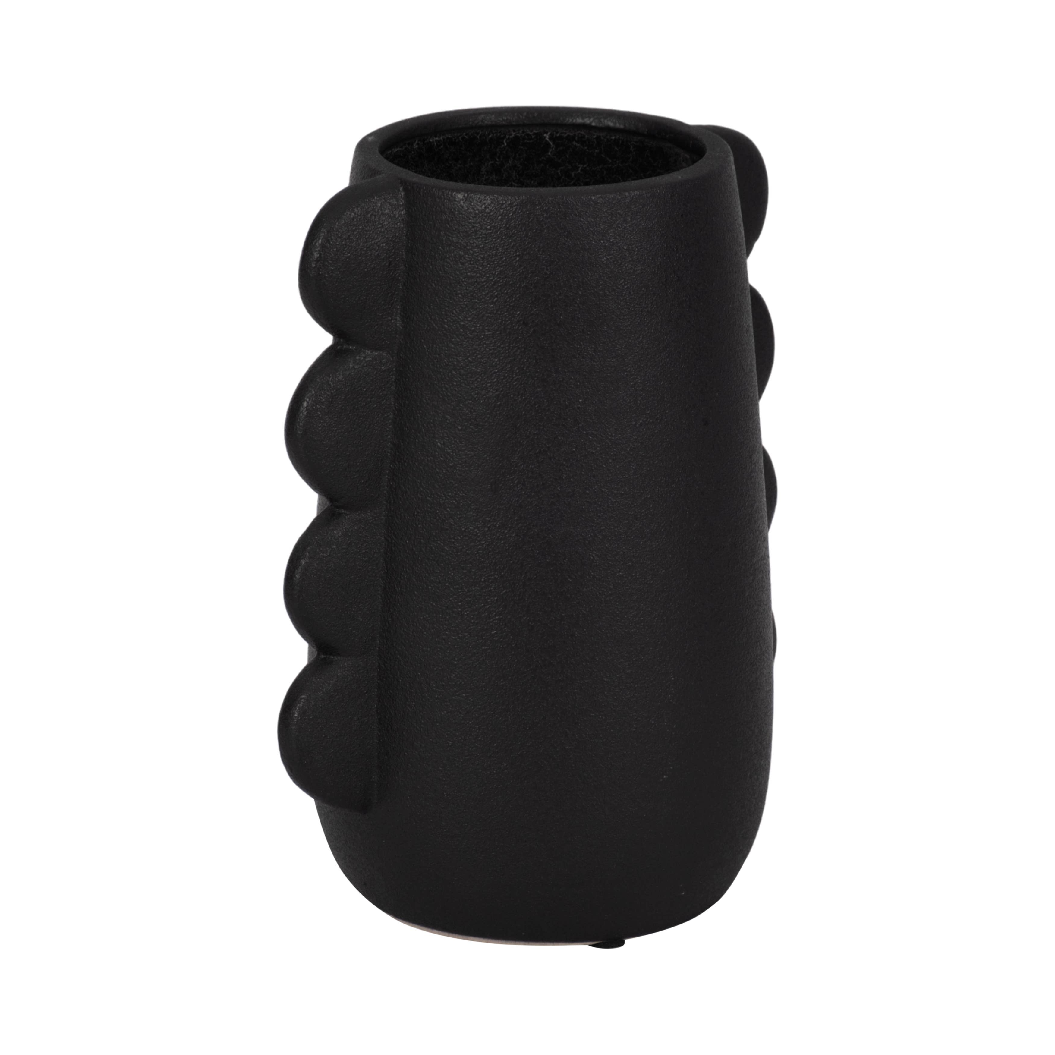 8 in. Black Stoneware Contemporary Unique Eared Vase - Decor Addict, LLC
