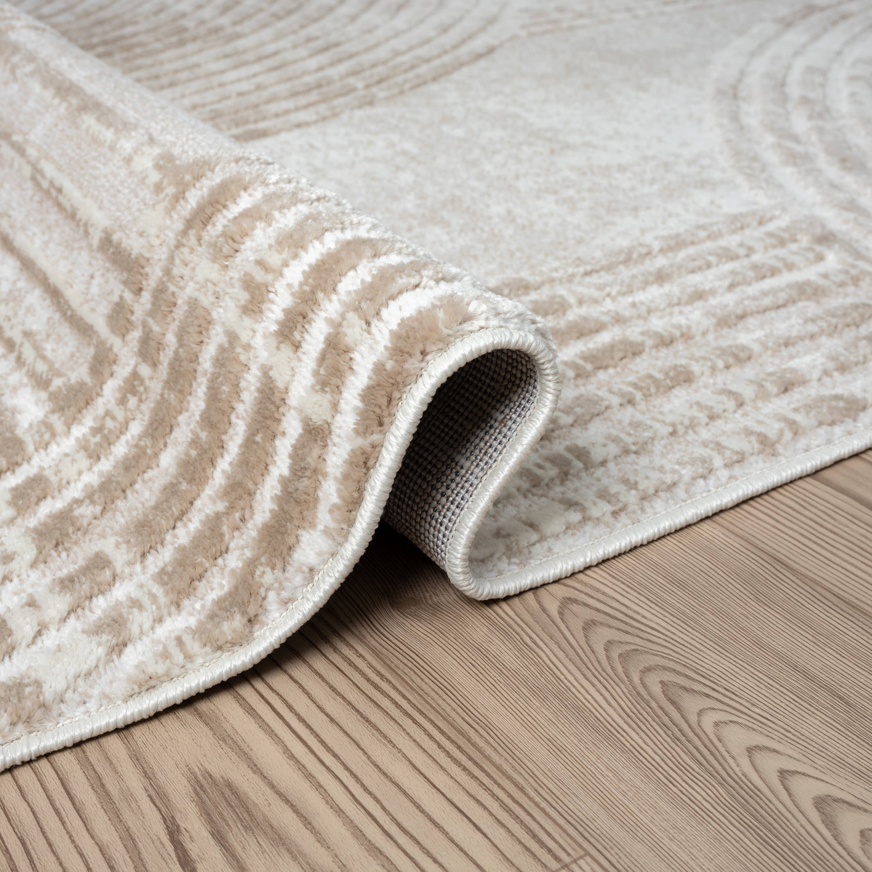 Abani Viva Neutral Cream Mid-Century Modern Area Rug: 2' x 3' - Decor Addict, LLC
