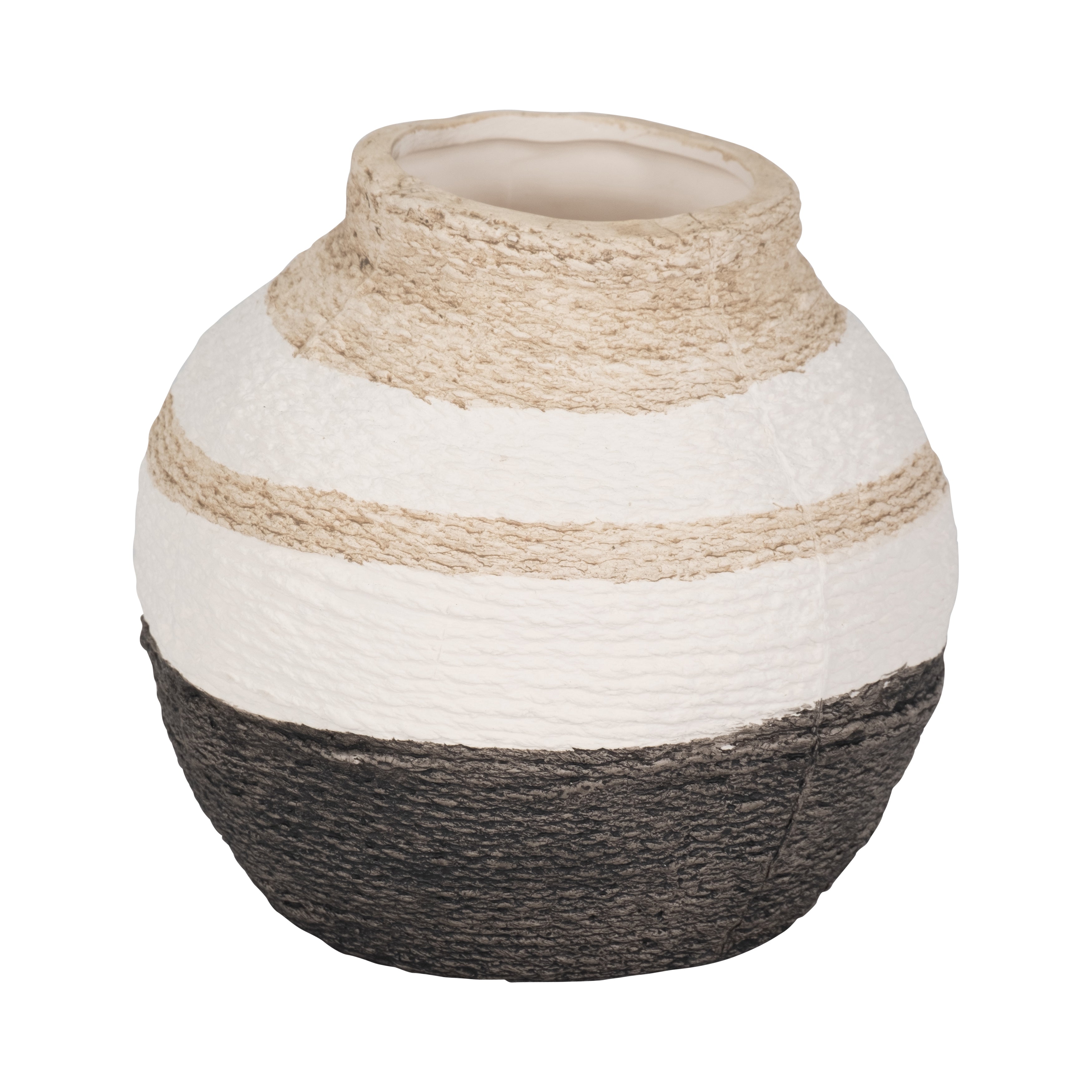 7" Striped Woven Textured Vase, Multi - Decor Addict, LLC