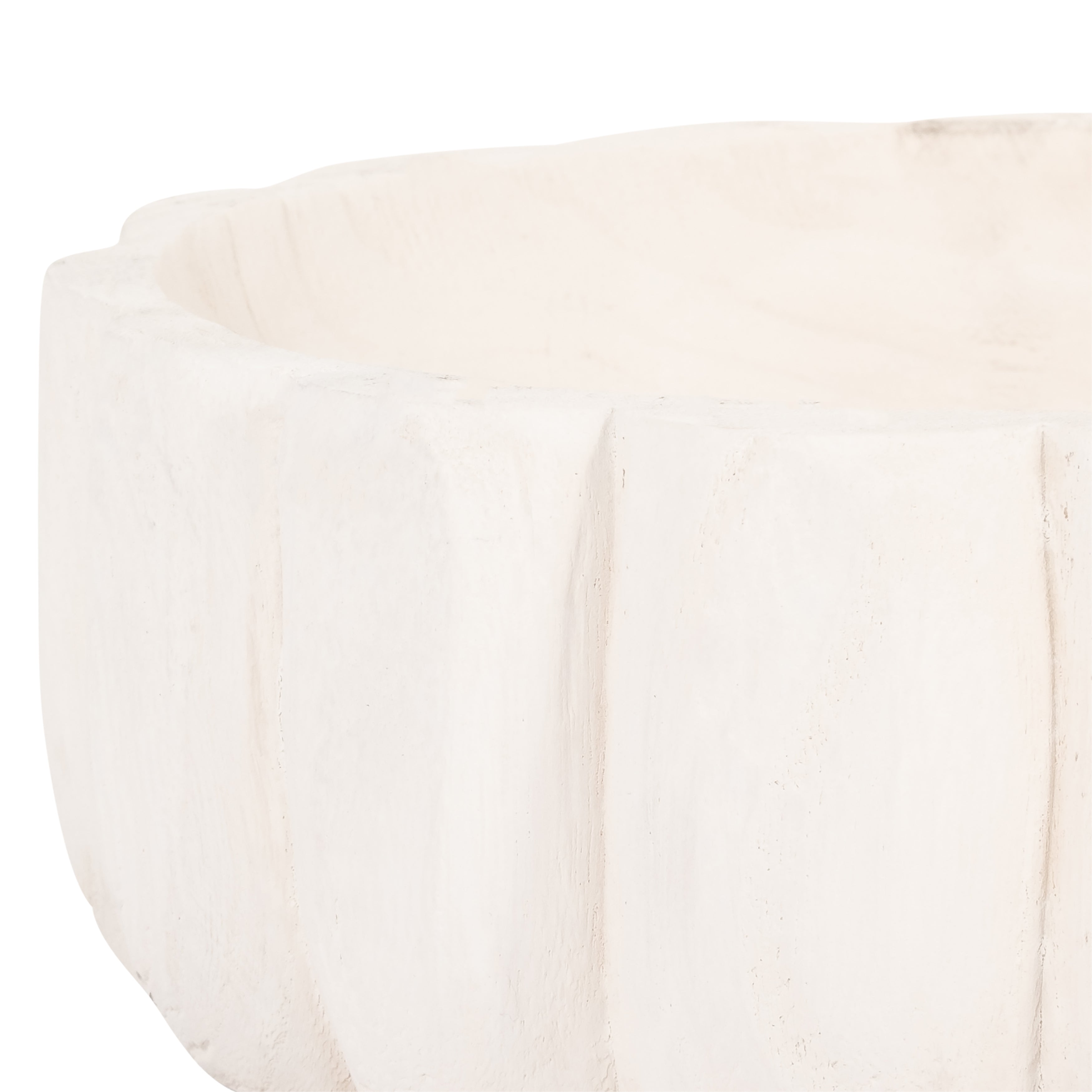 Wood, 9" Scalloped Bowl, White - Decor Addict, LLC