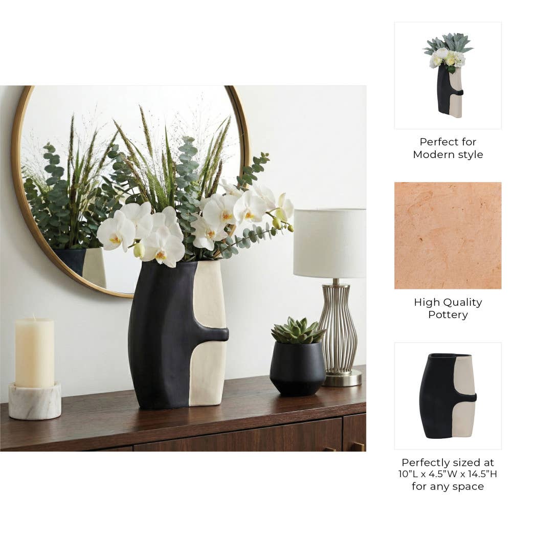 Decorative Vase - Black/Tan Ecomix Small Silhouette, 15 in. - Decor Addict, LLC