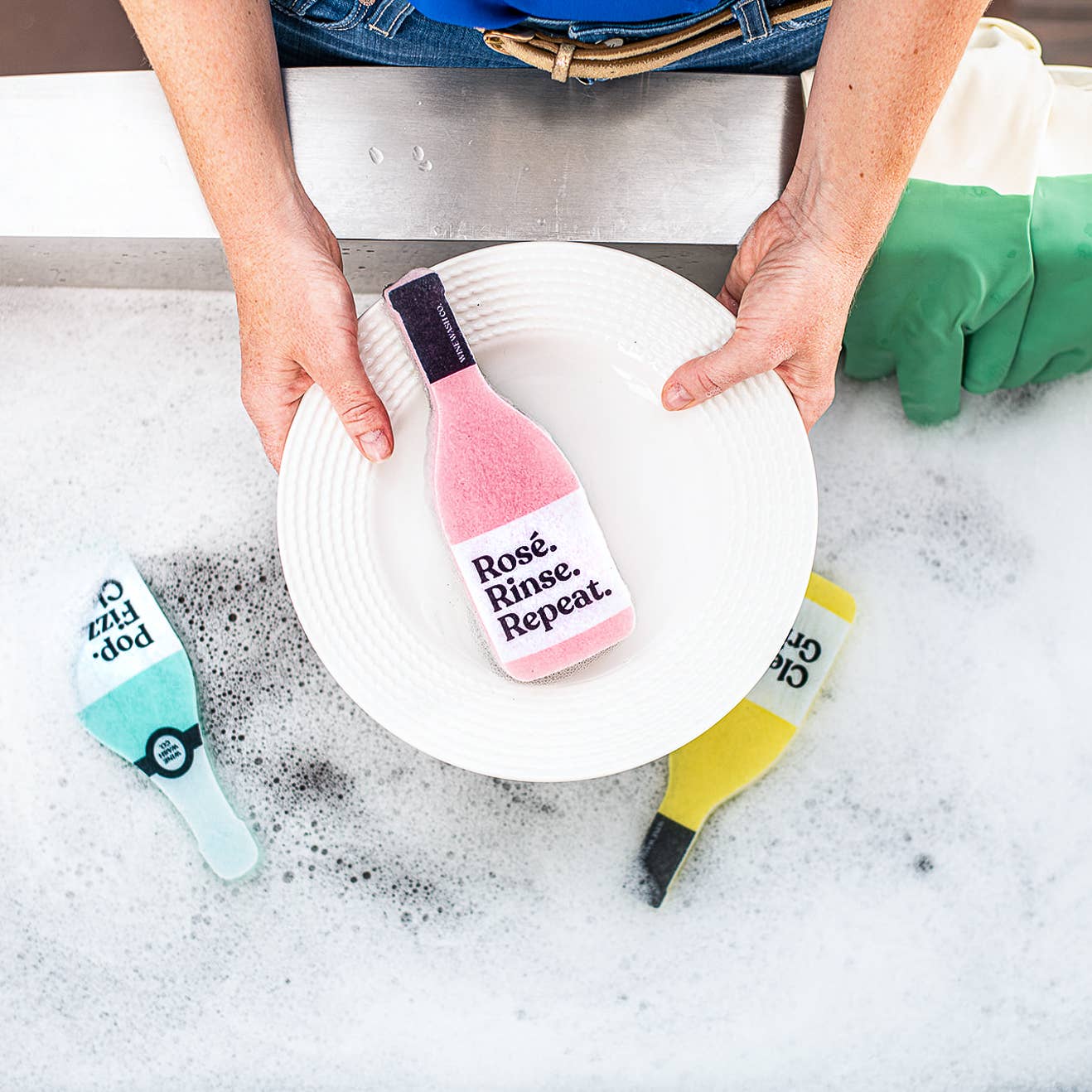 Scrubbly™ Kitchen Sponge: Rosé Rinse Repeat - Decor Addict, LLC