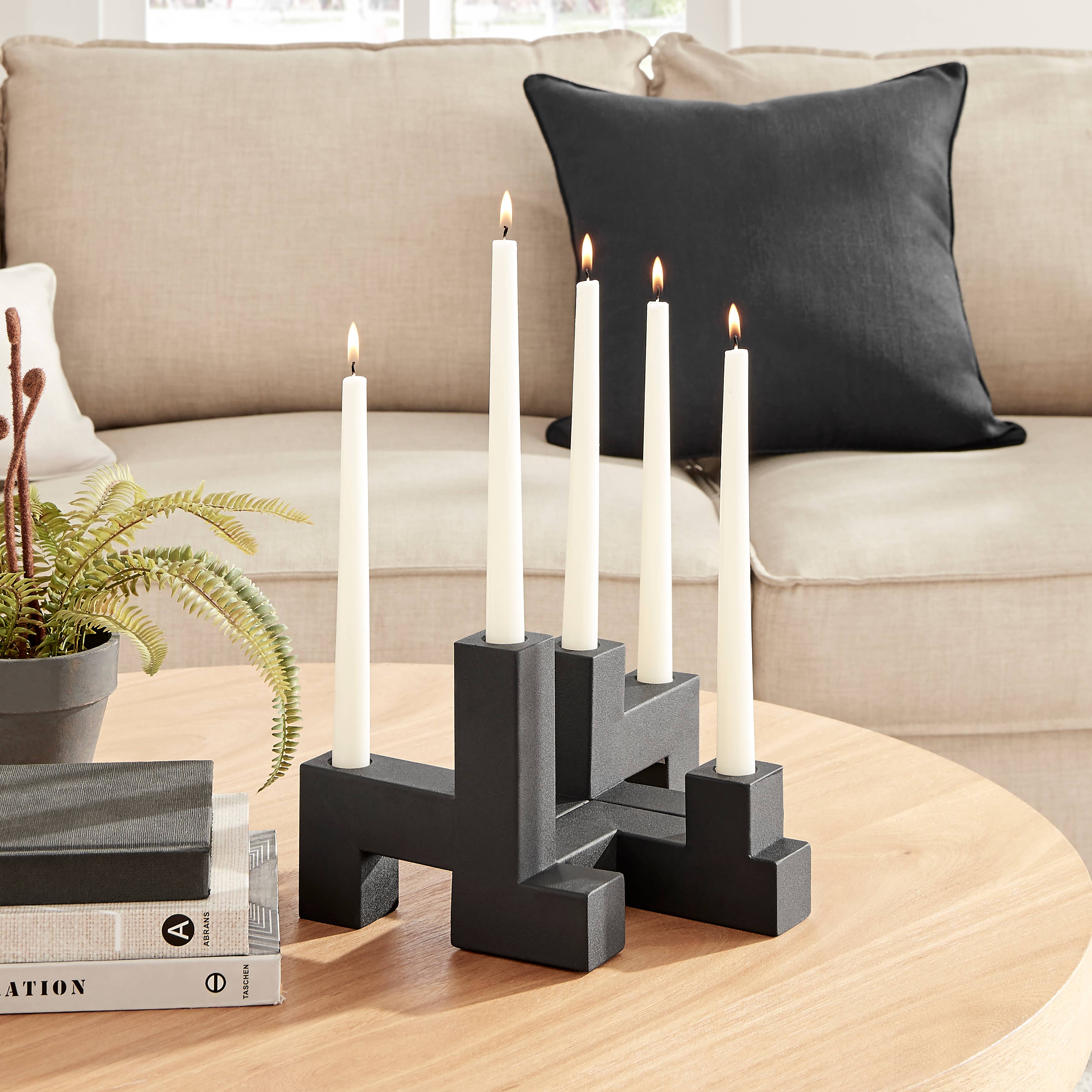 Black Metal Stacking Candelabra Taper Candle Holder Set (2) - Decor Addict, LLC