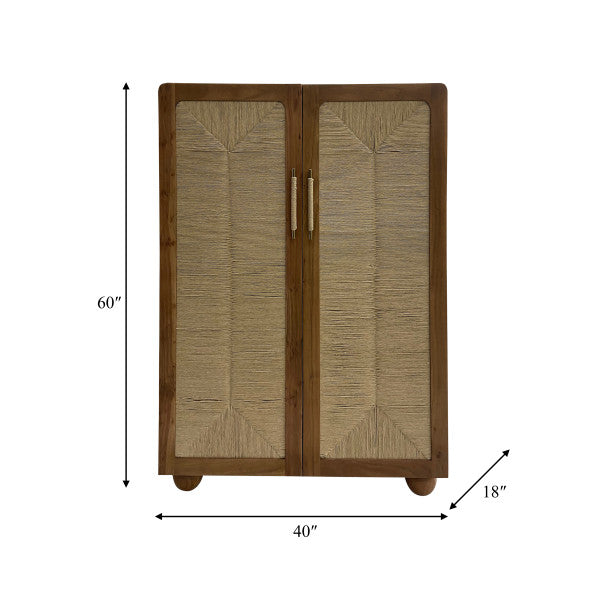 60" Acacia Wood Armoire, Brown - Decor Addict, LLC