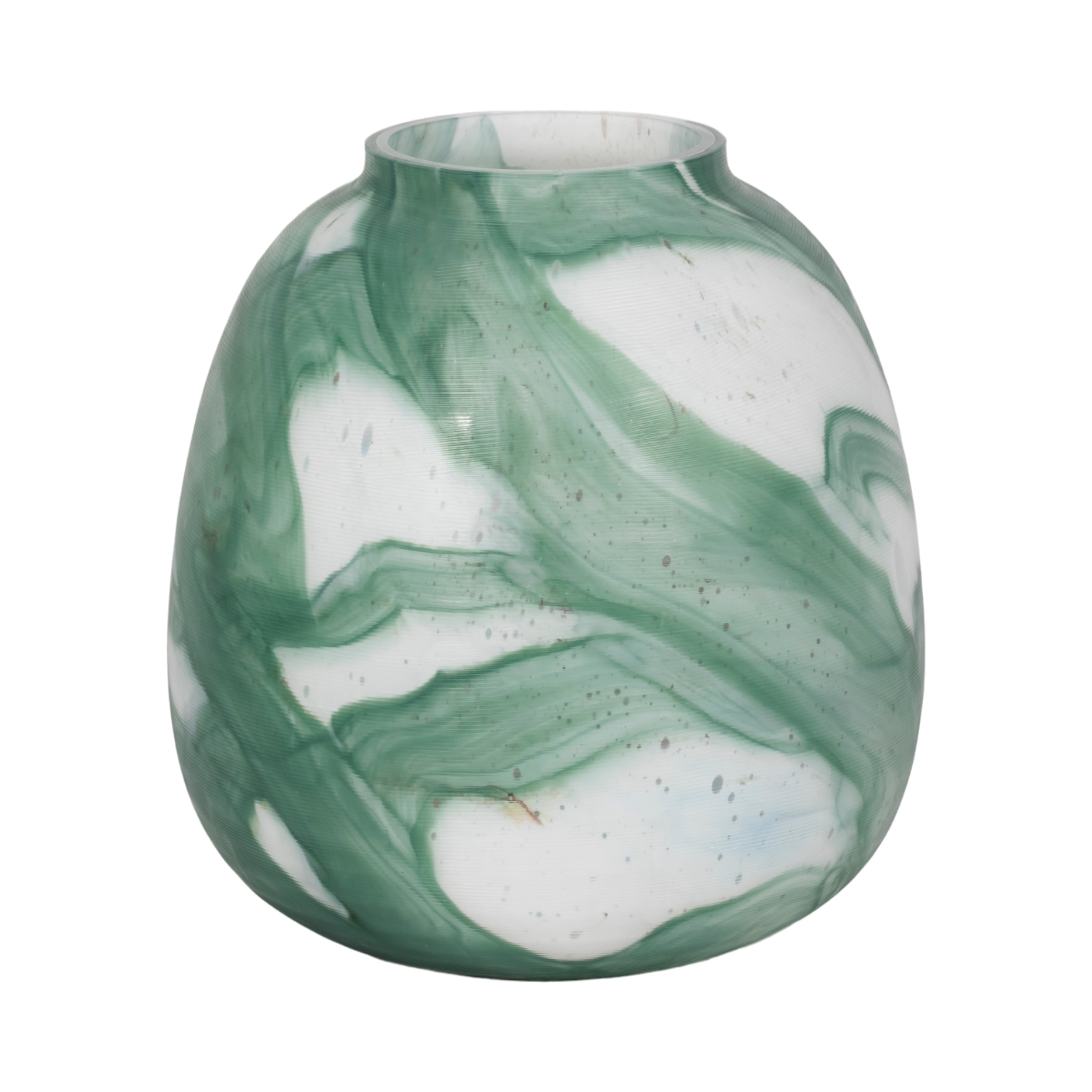 13" Ebb & Flow Vase, Green/clear - Decor Addict, LLC