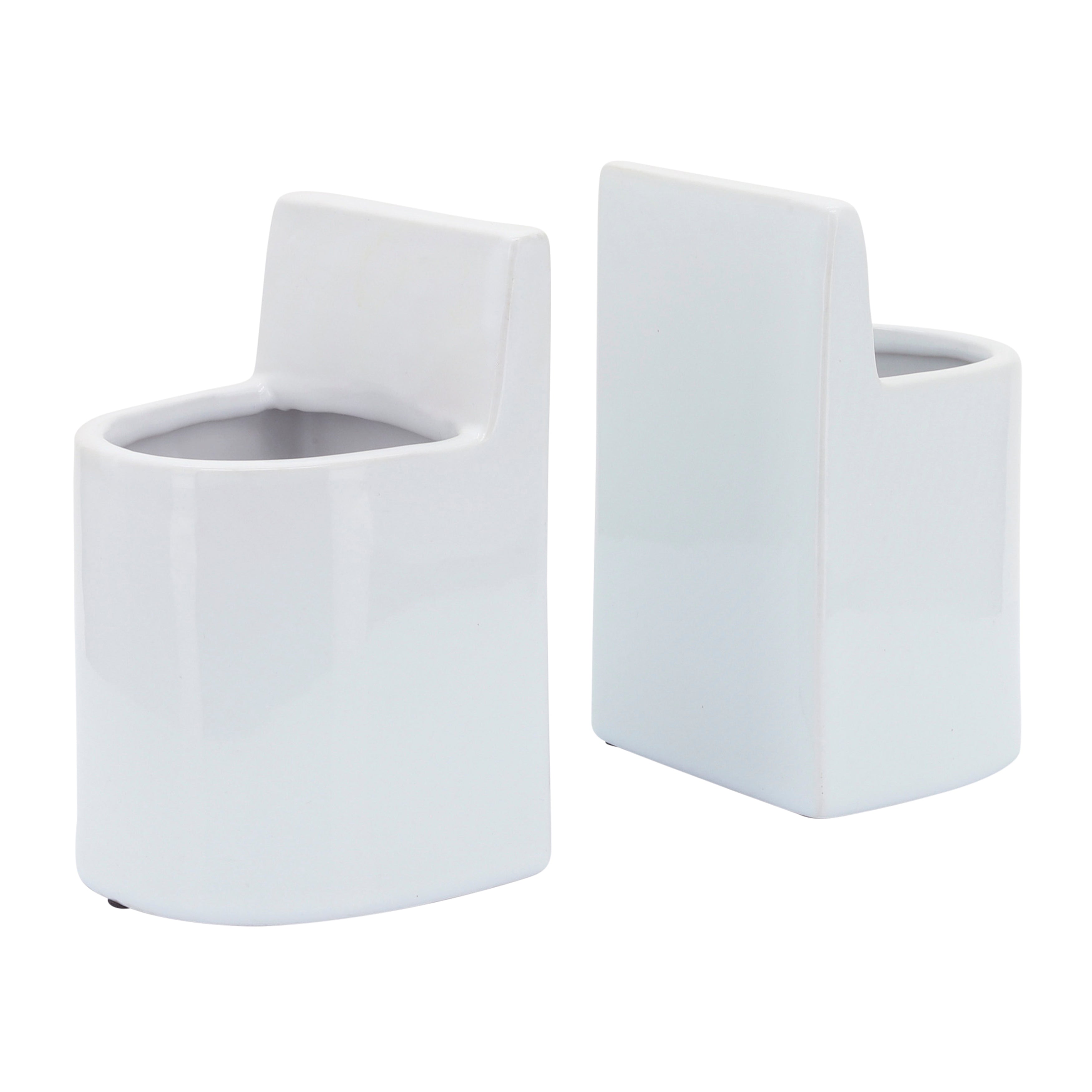 Cer, 6" Pouch Bookends, White - Decor Addict, LLC