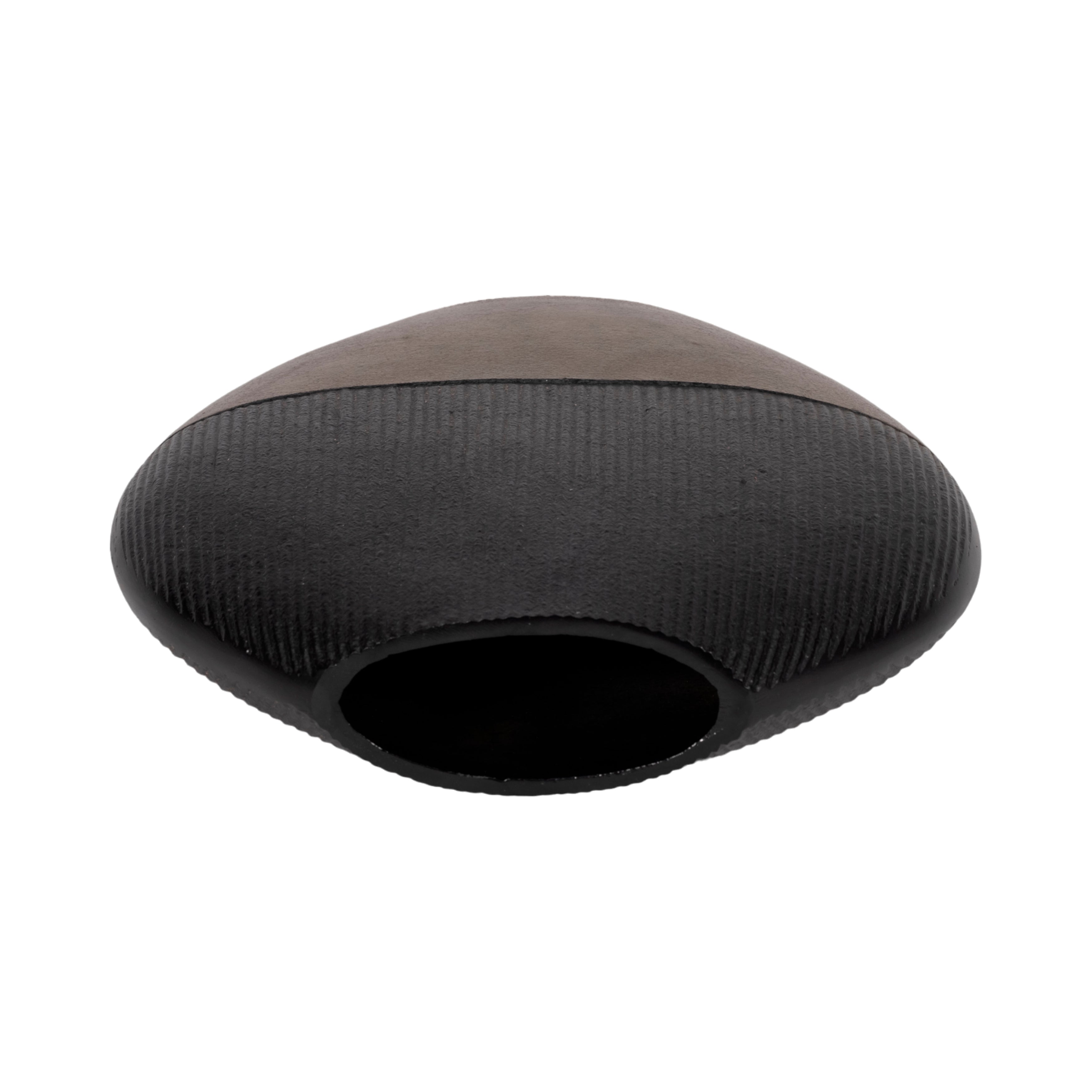 11" Color Block Round Vase, Black/brass Antique - Decor Addict, LLC