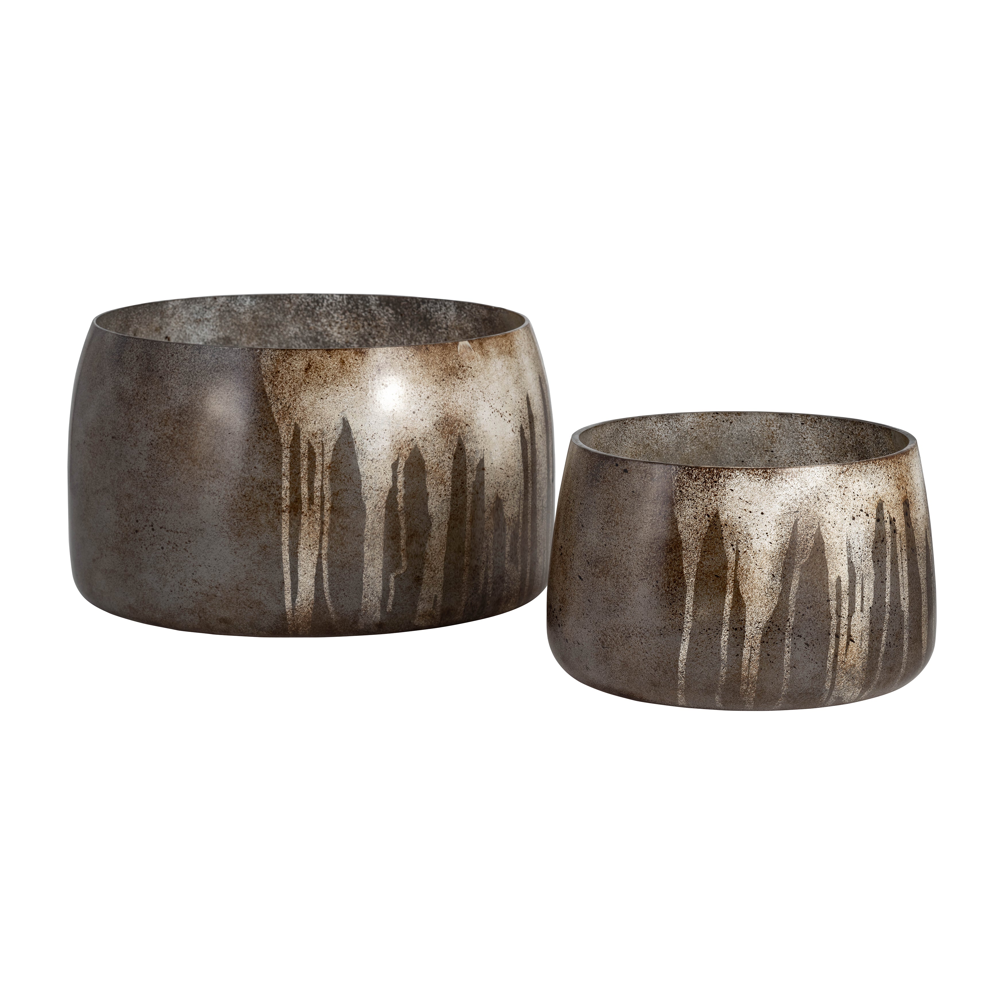 Glass, S/2 10/14" Decorative Bowls, Bronze - Decor Addict, LLC