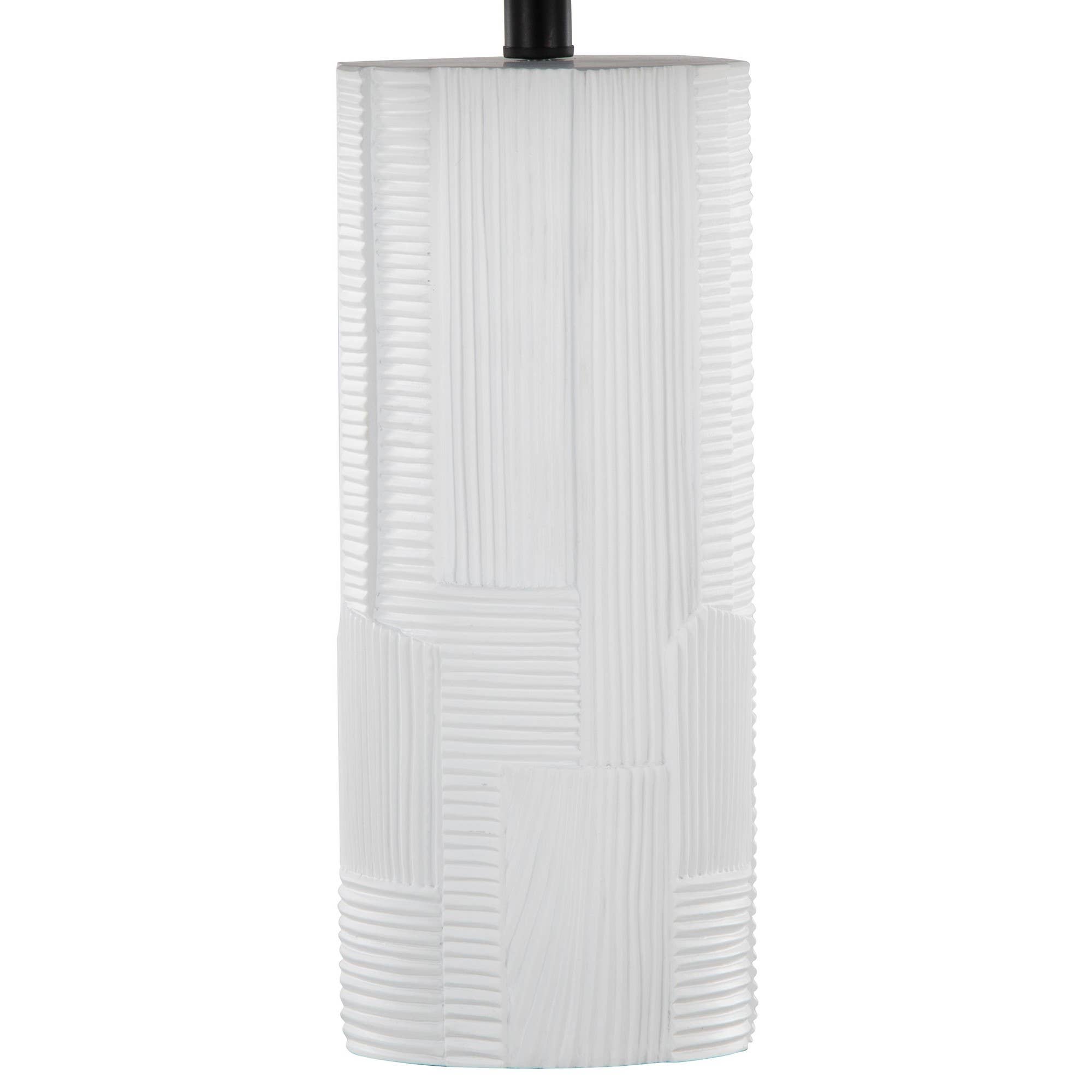 Petra 26" Polyresin Table Lamp - Set of 2: Cream Polyresin, Black Metal, Black Linen - Decor Addict, LLC