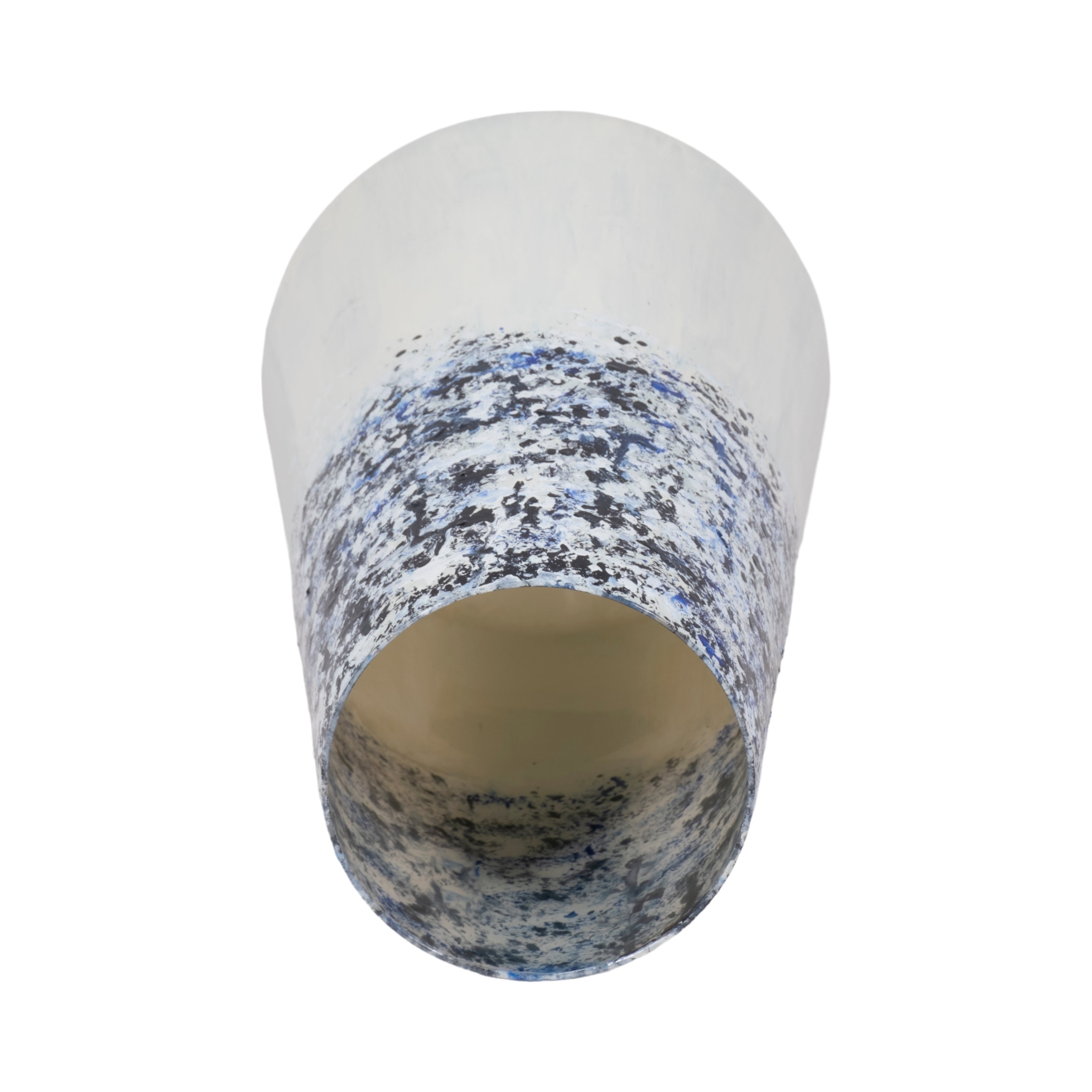 16" Tapered Bottom Vase Arctic Finish, White/blue - Decor Addict, LLC