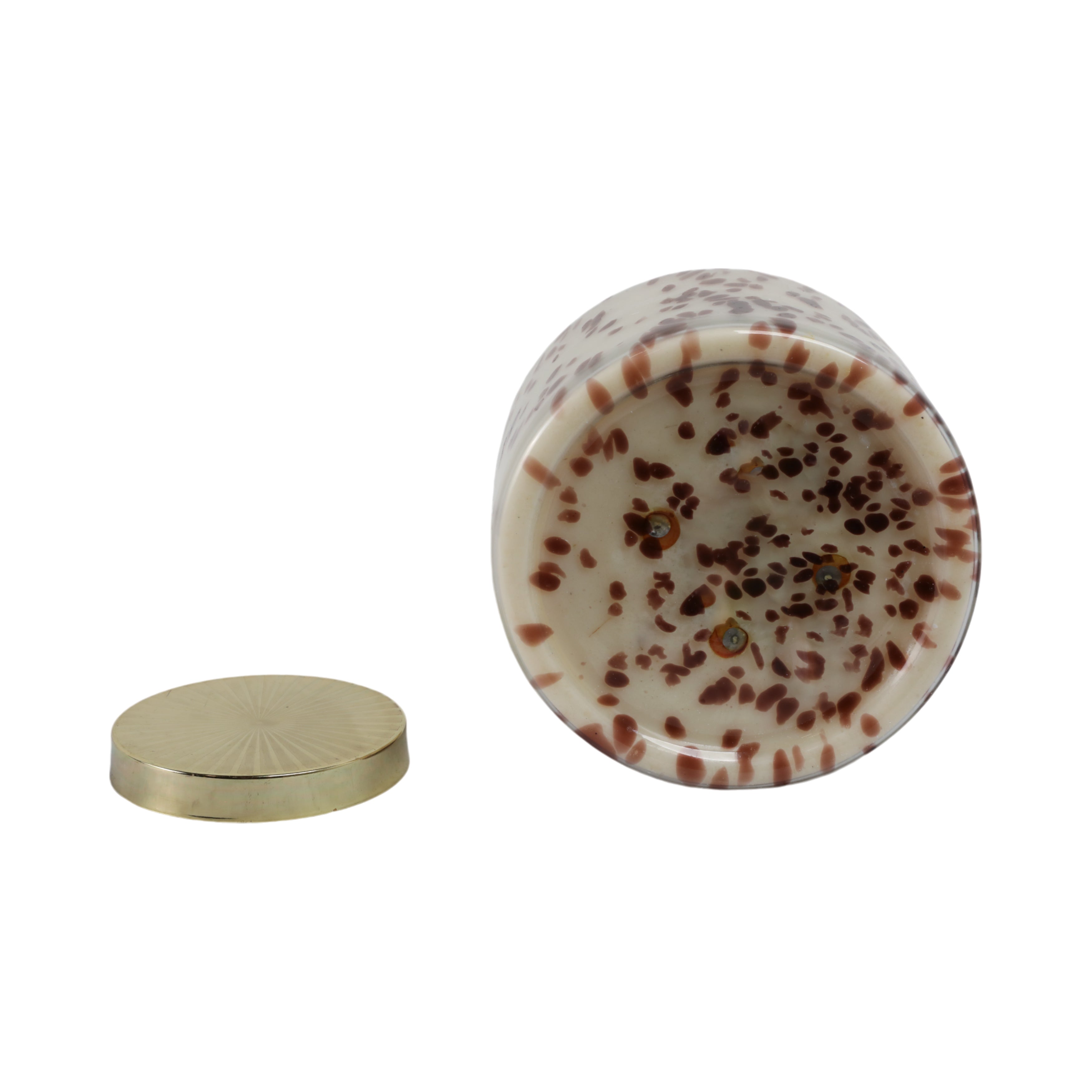 9" 180 Oz Cinnamon Speckle Lidded Candle, Brown/go - Decor Addict, LLC