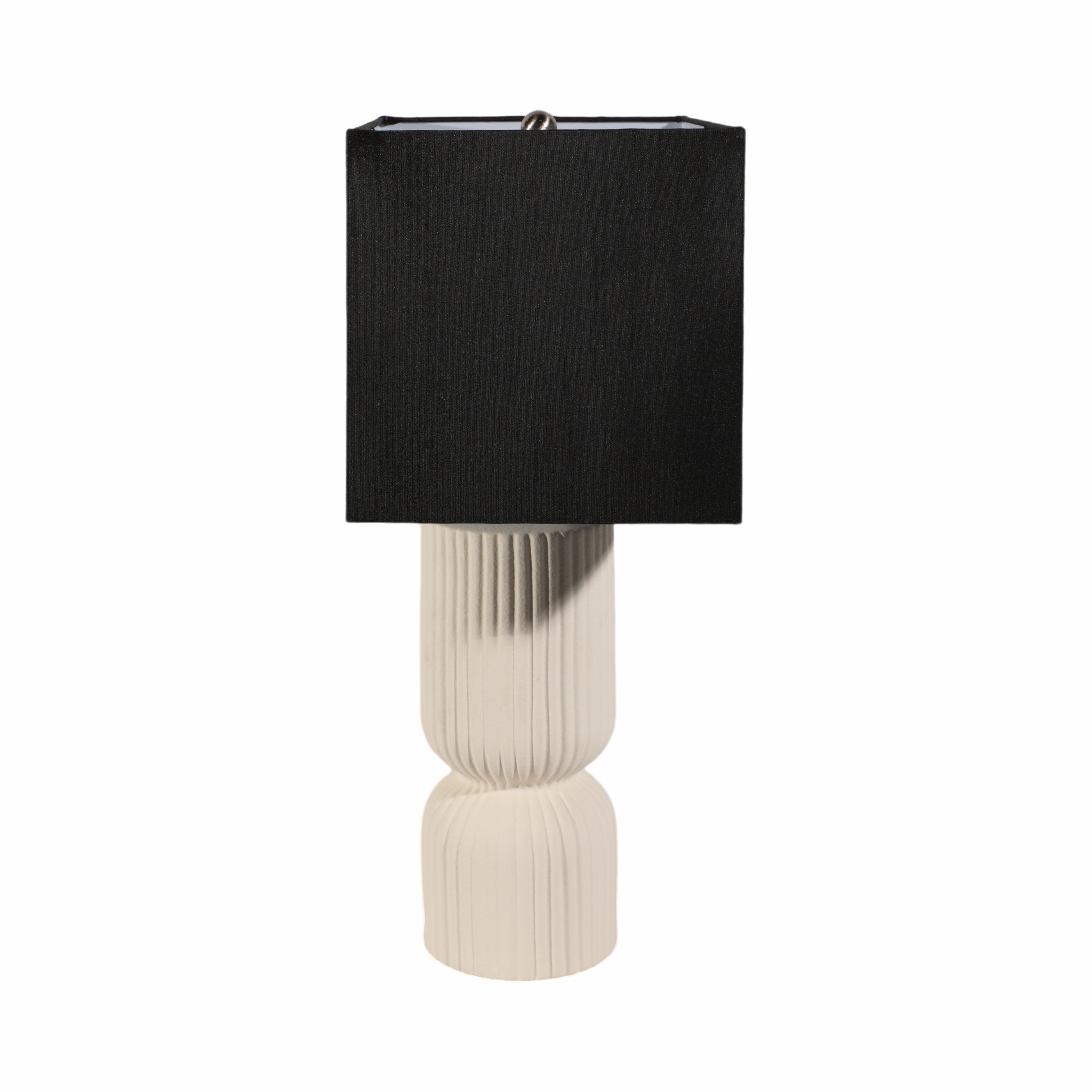 22" Fluted Cylinder Table Lamp, White/black - Decor Addict, LLC