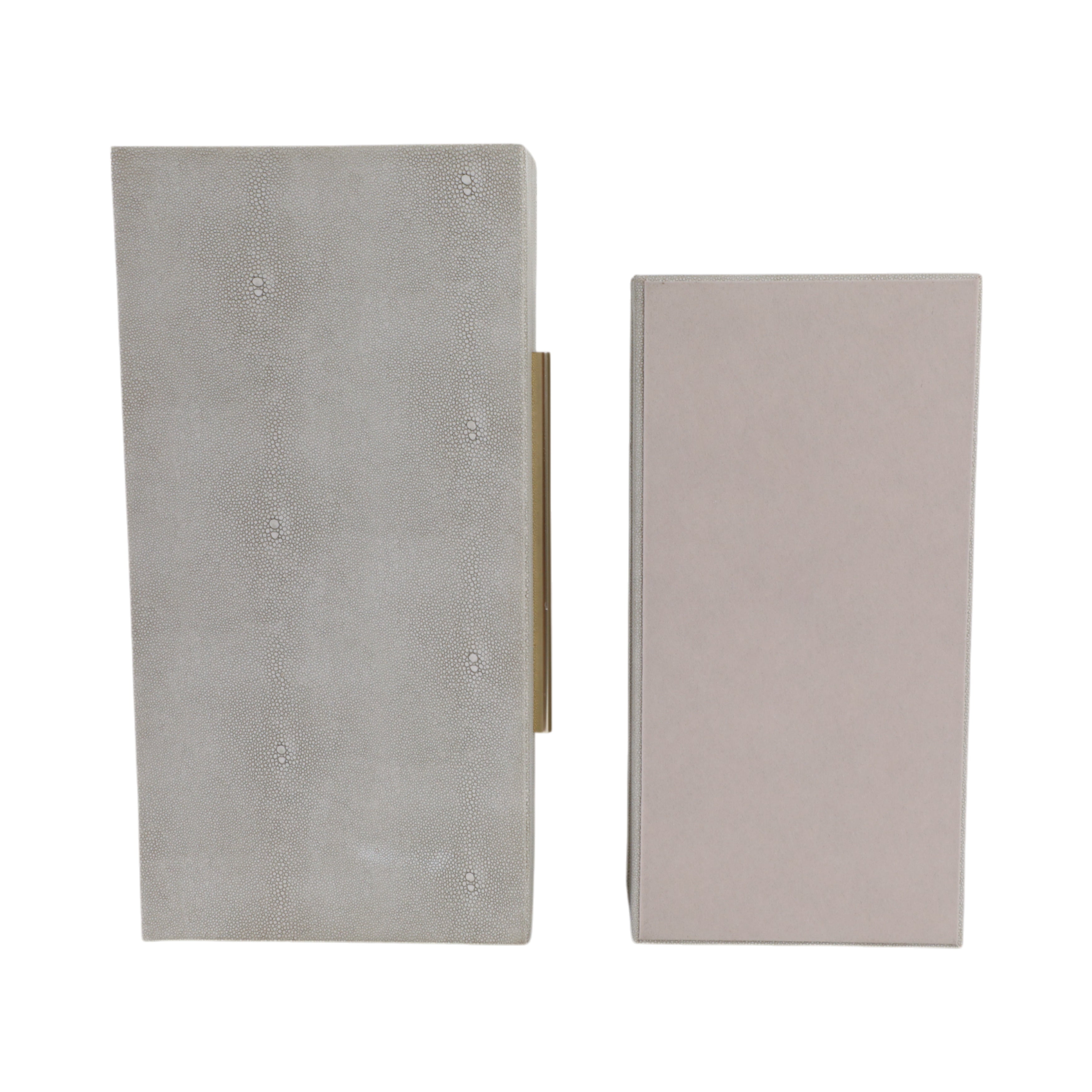 S/2 12/14" Rectangular Shagreen Boxes, Ivory - Decor Addict, LLC