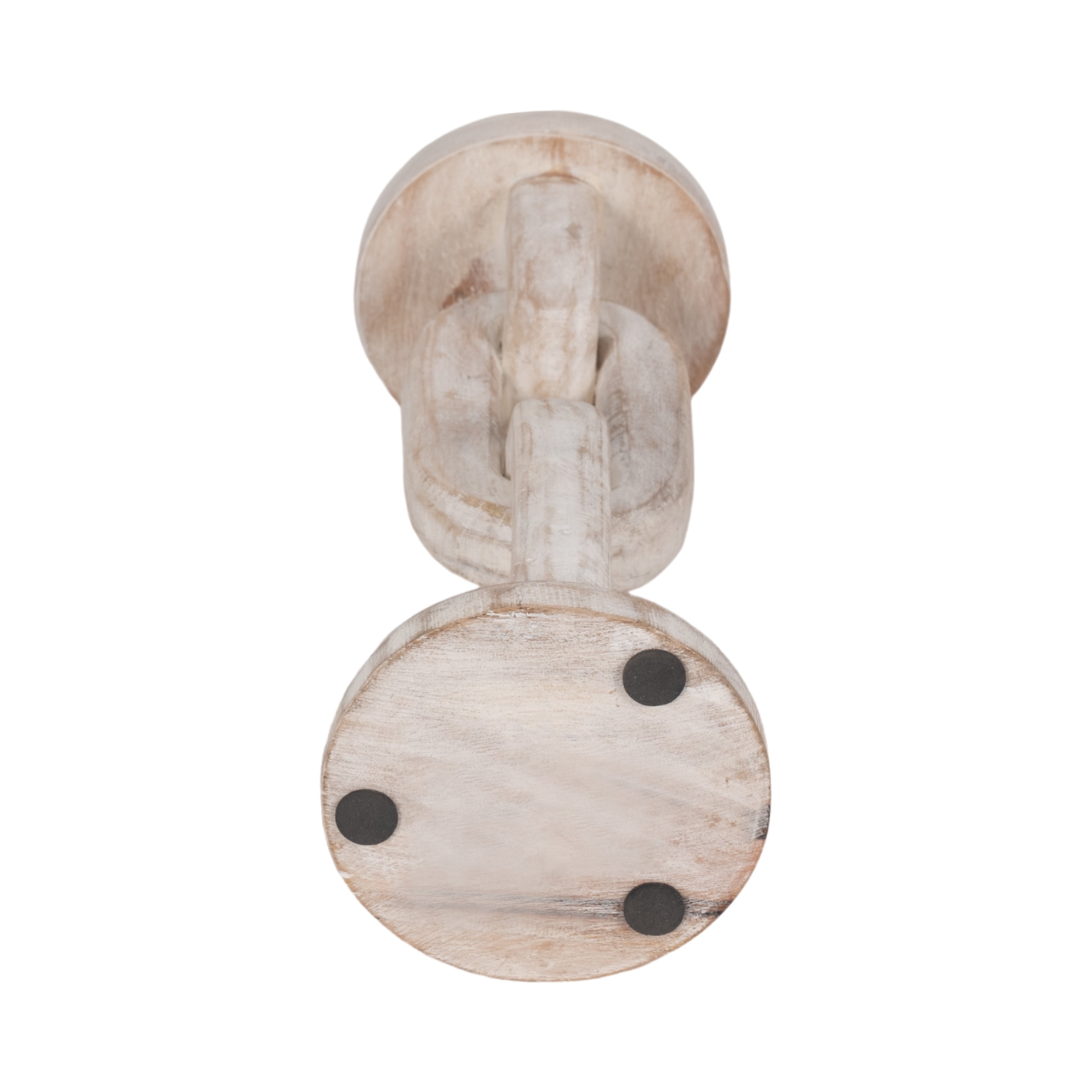 Wood, 11" Chain Pillar Candle Holder, White - Decor Addict, LLC