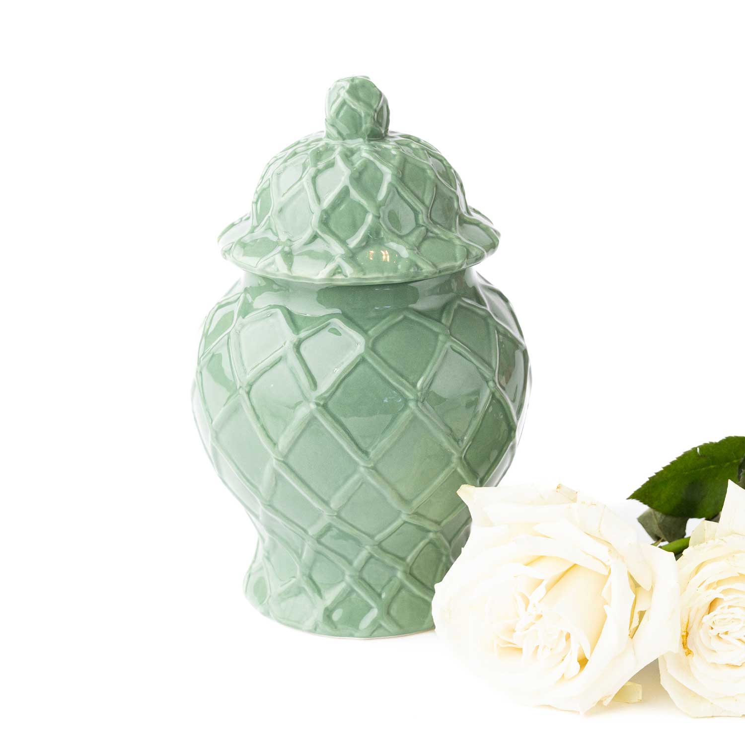 Green Textured Ginger Jar - Small - Decor Addict, LLC