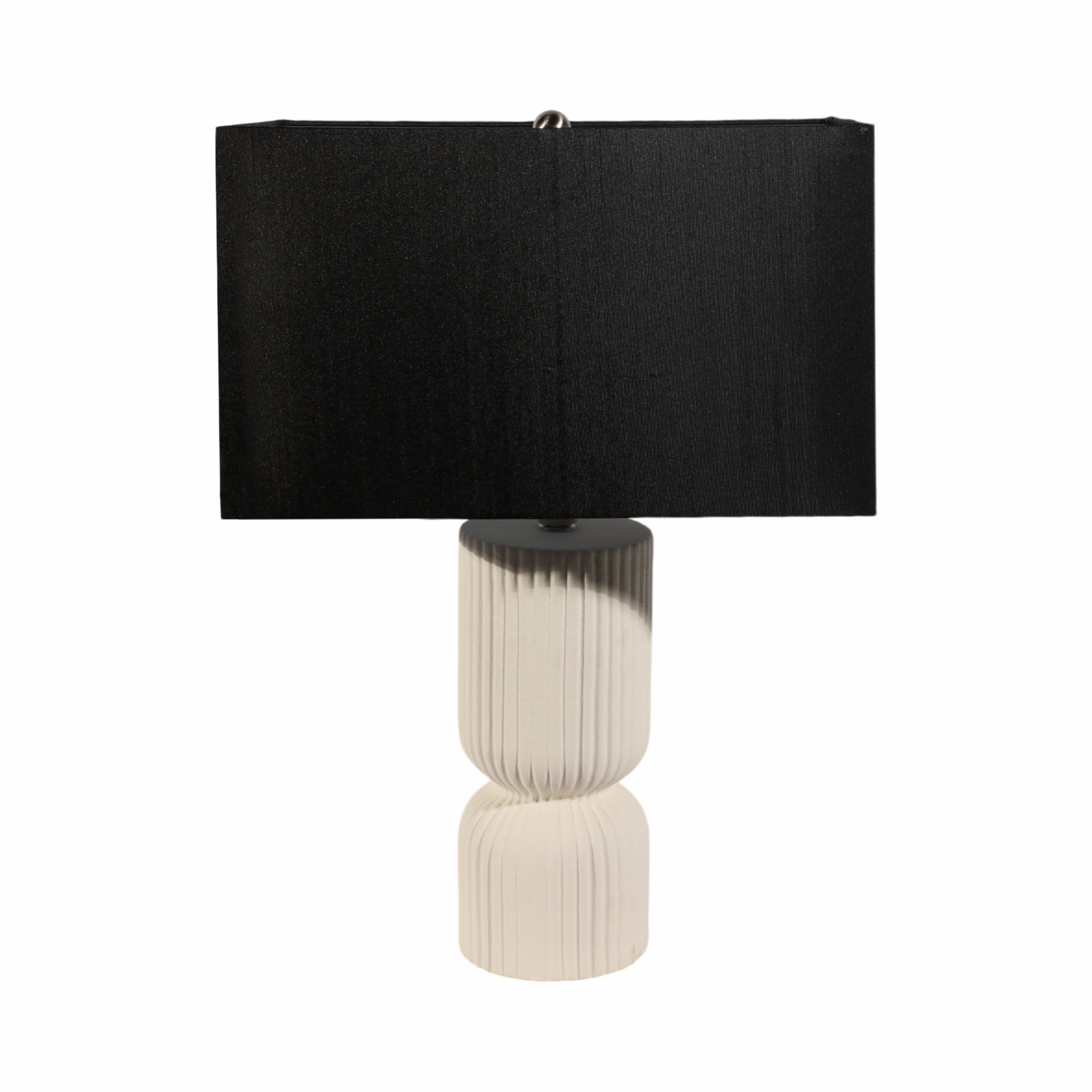 22" Fluted Cylinder Table Lamp, White/black - Decor Addict, LLC