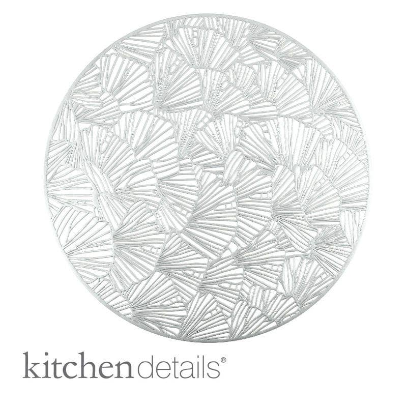 Home Details Round Shell Laser Cut Placemat in Silver - Decor Addict, LLC