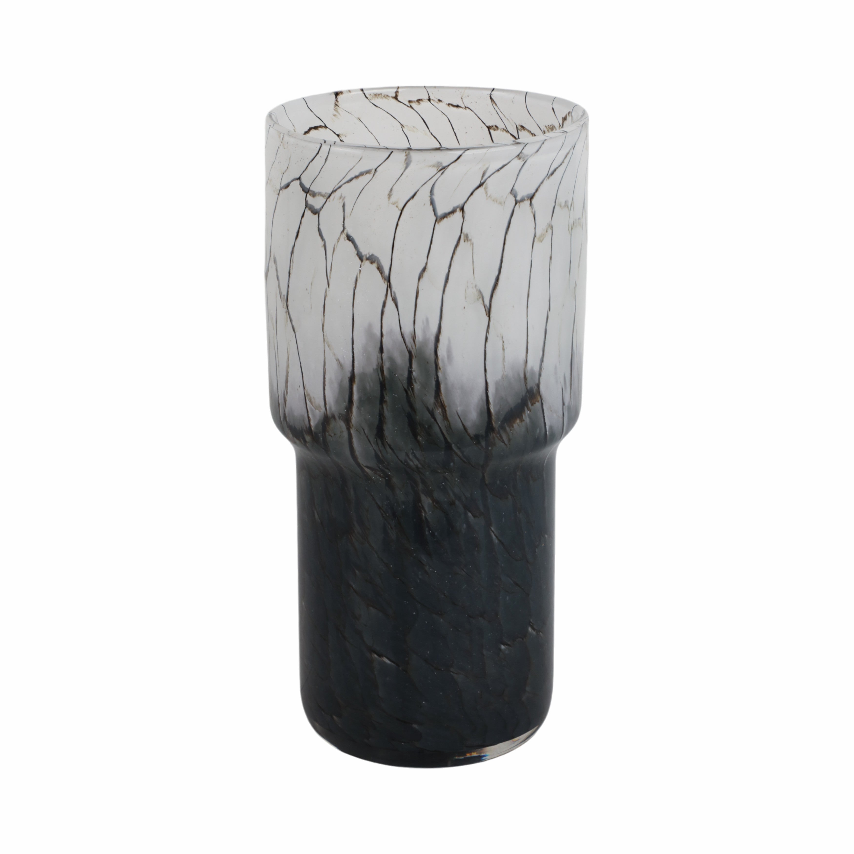 12x6" Abstract Glass Vase With Veining, White/blac - Decor Addict, LLC