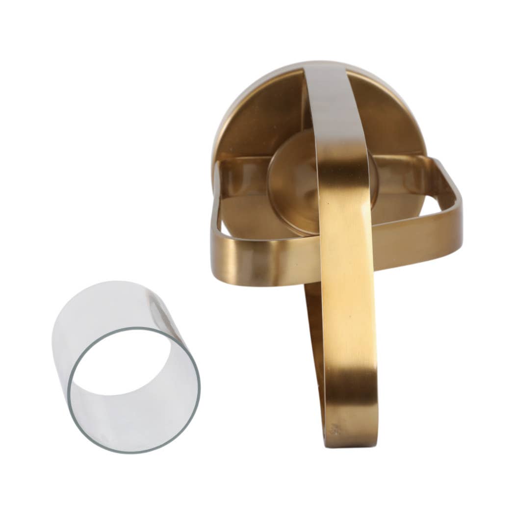 Candle Holder - Gold Metal Stylish Hurricane, 17 in. - Decor Addict, LLC