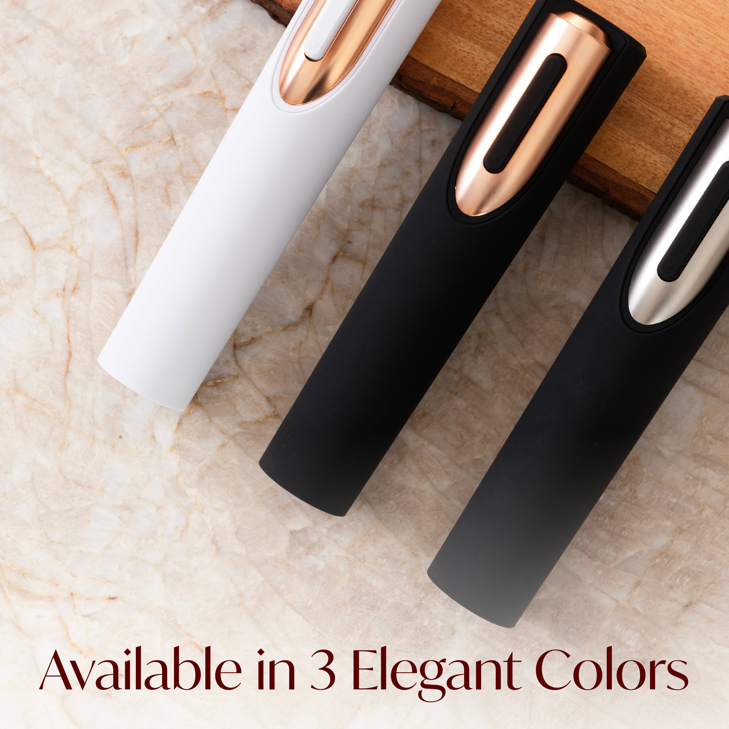 Vin Fresco Electric Wine Opener, Battery-Powered Corkscrew: White & Rose Gold - Decor Addict, LLC