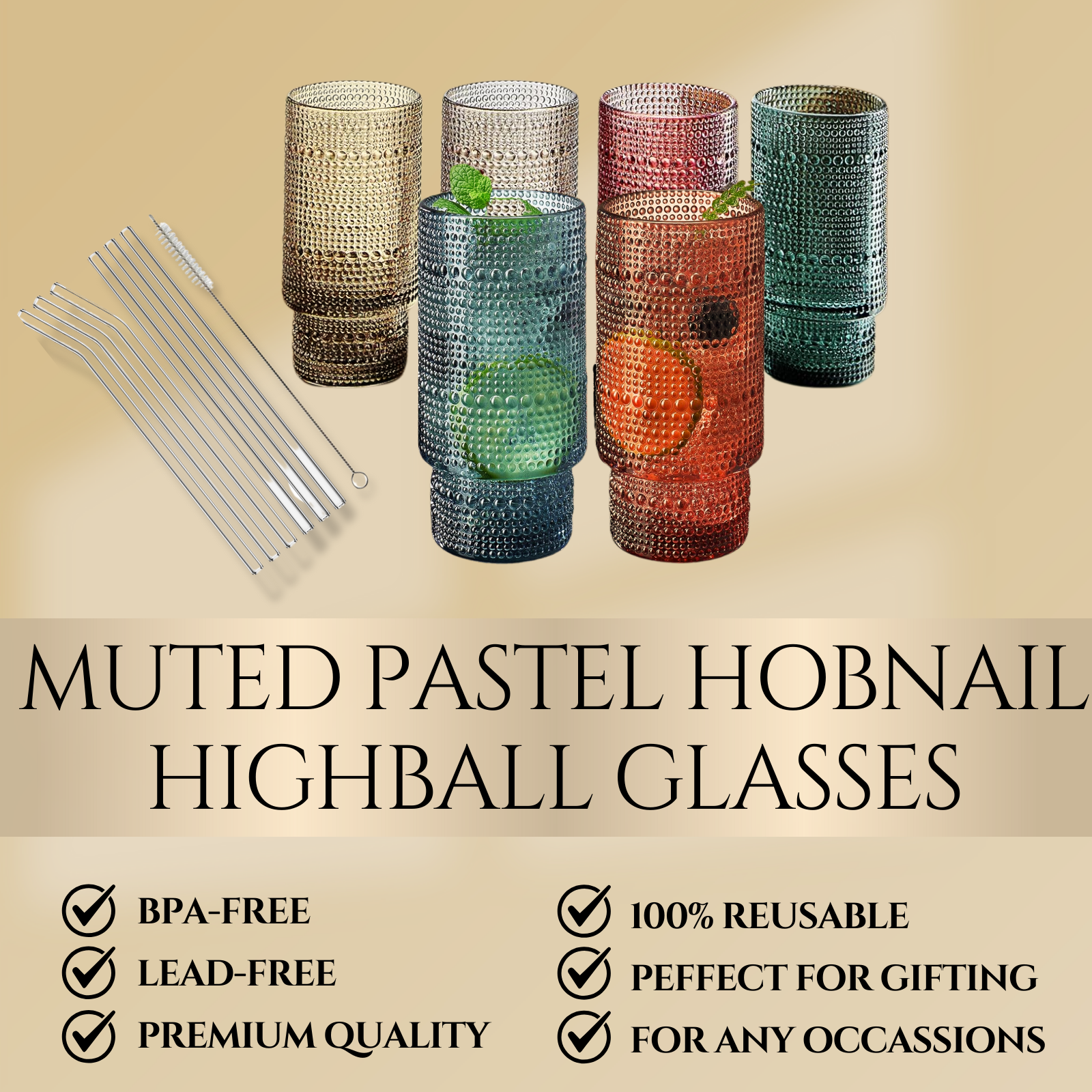 14oz Hobnail Highball Glass - Decor Addict, LLC