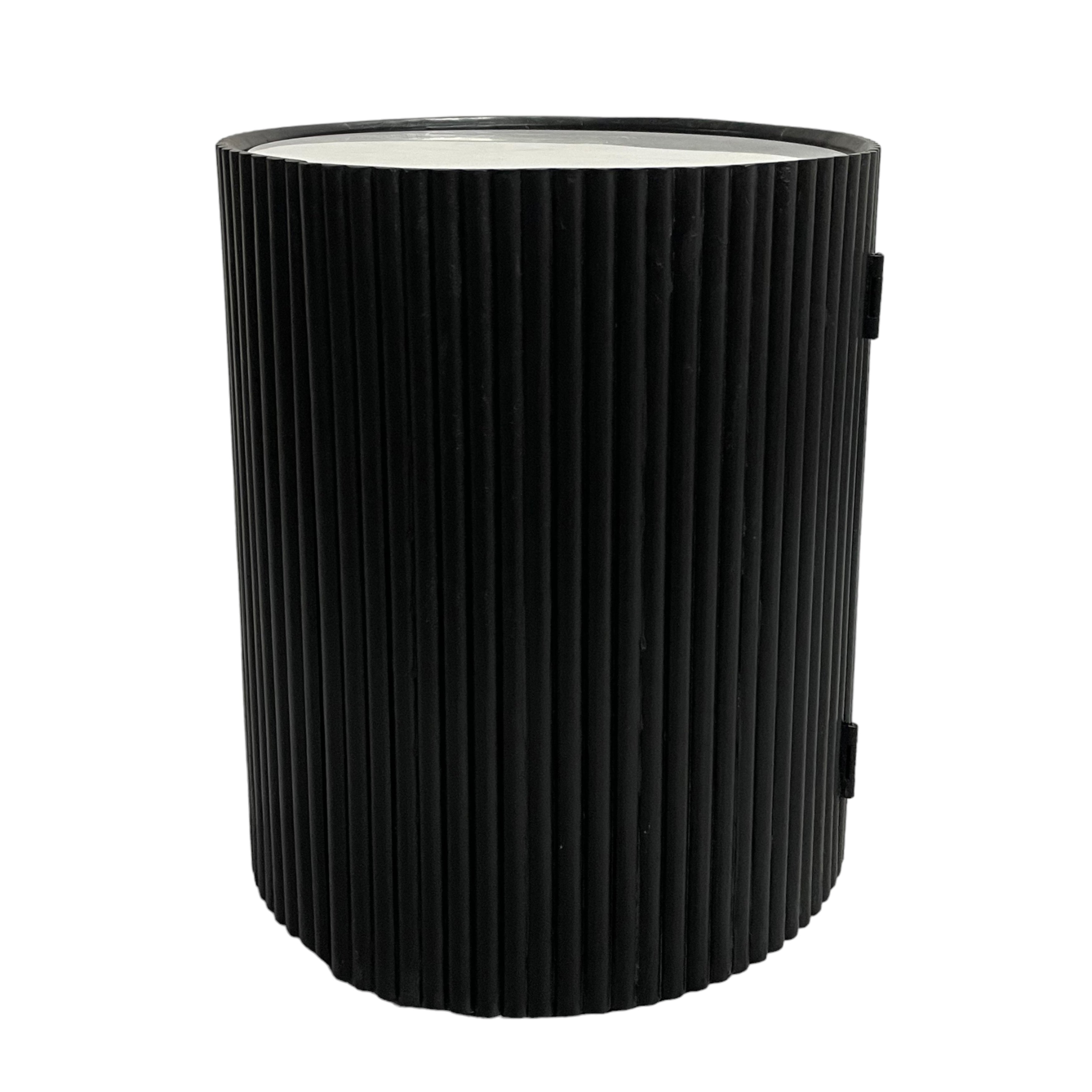 20" Storage Accent Table Marble Top, White/black - Decor Addict, LLC