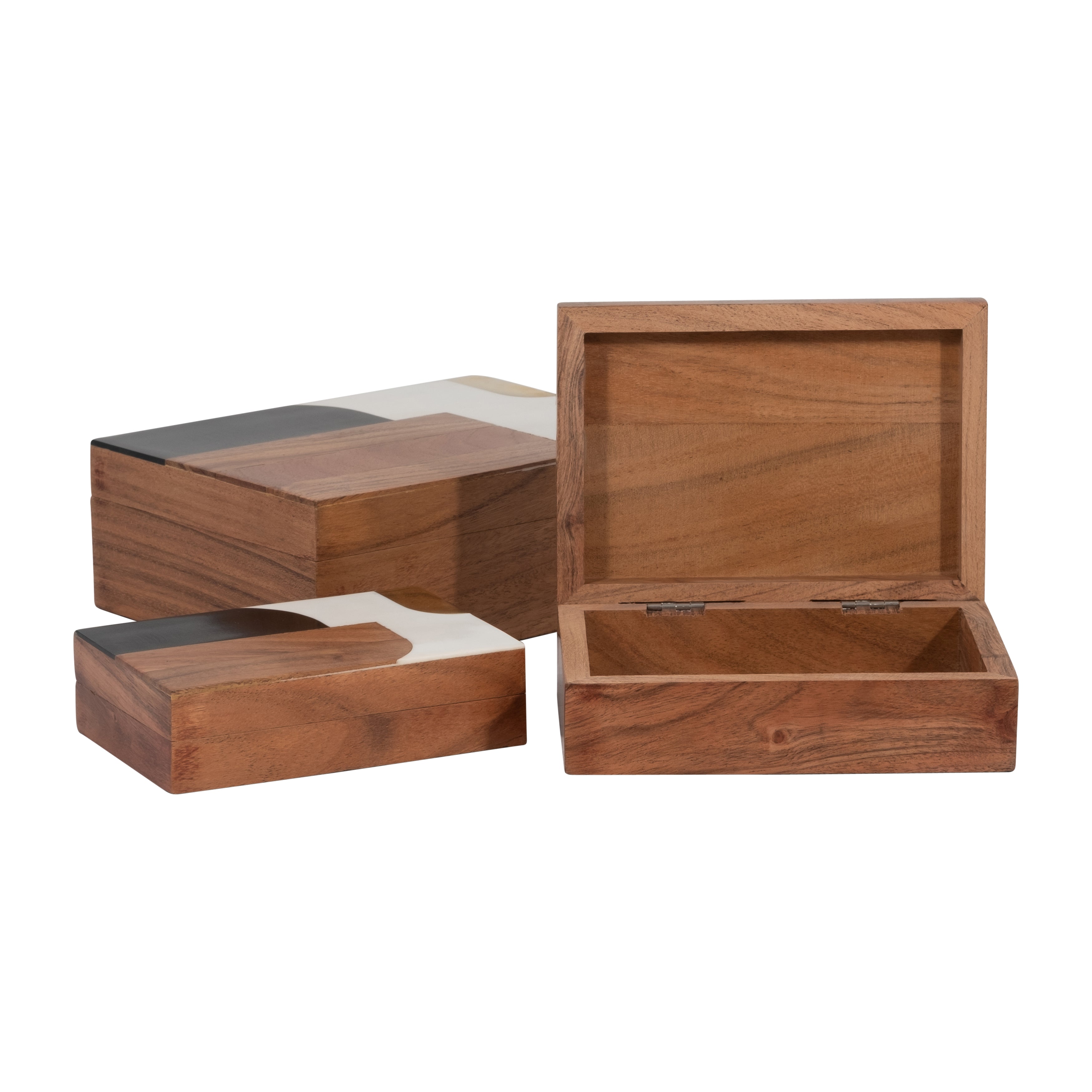 Resin, S/3 6/7/9" Mid-century Boxes, Multi - Decor Addict, LLC