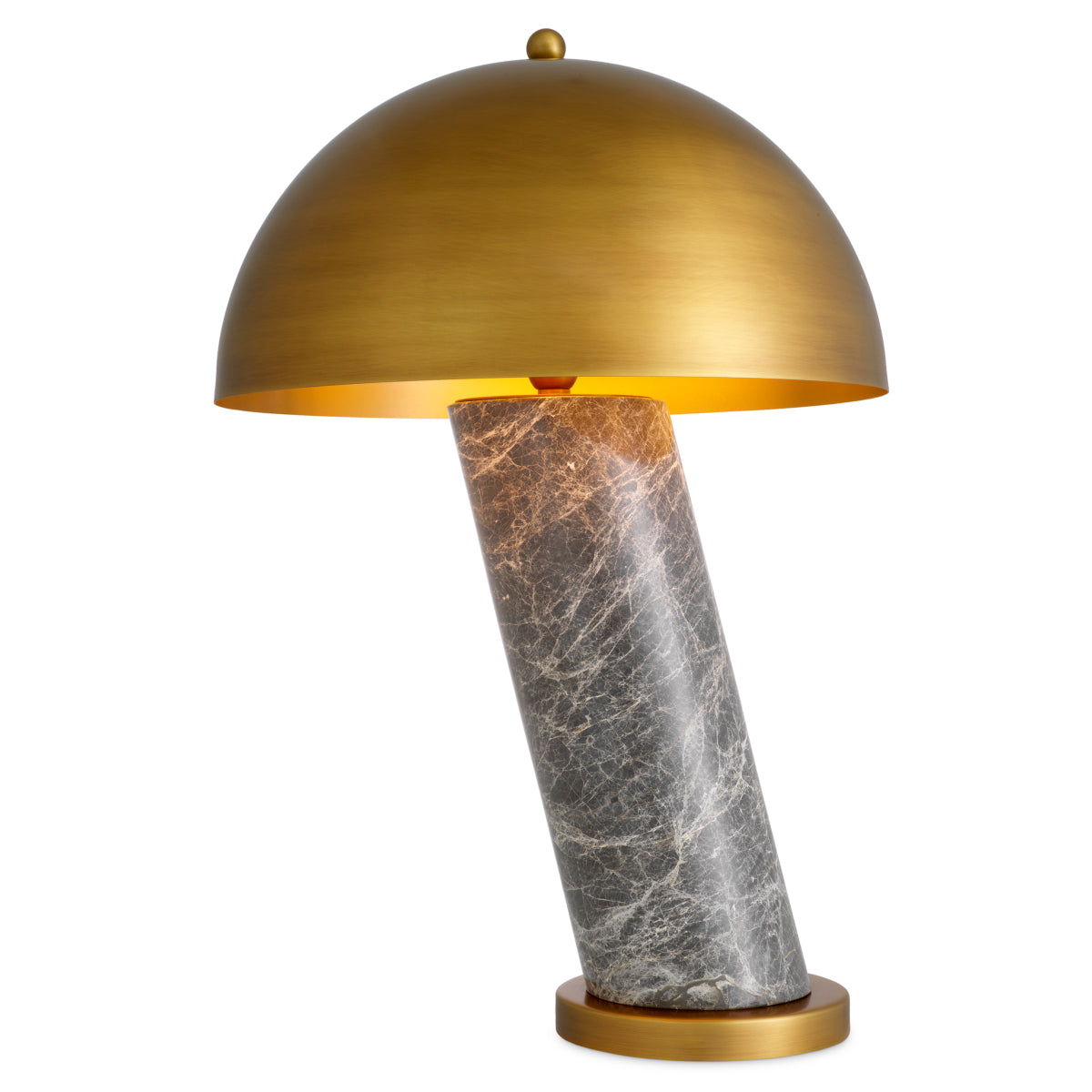 Daniel Grey Marble Table Lamp by Eichholtz, lit