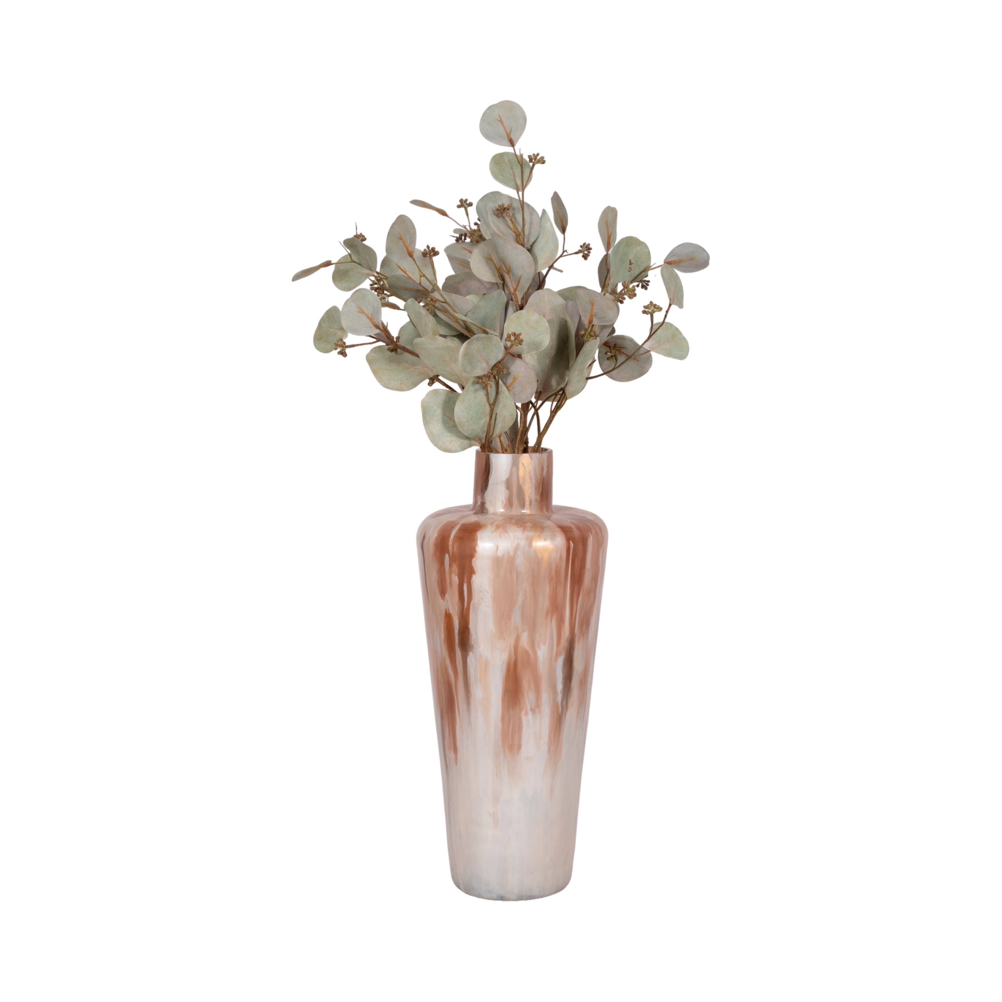 17" Nude Drip Finish Glass Floor Vase, Tan Multi - Decor Addict, LLC
