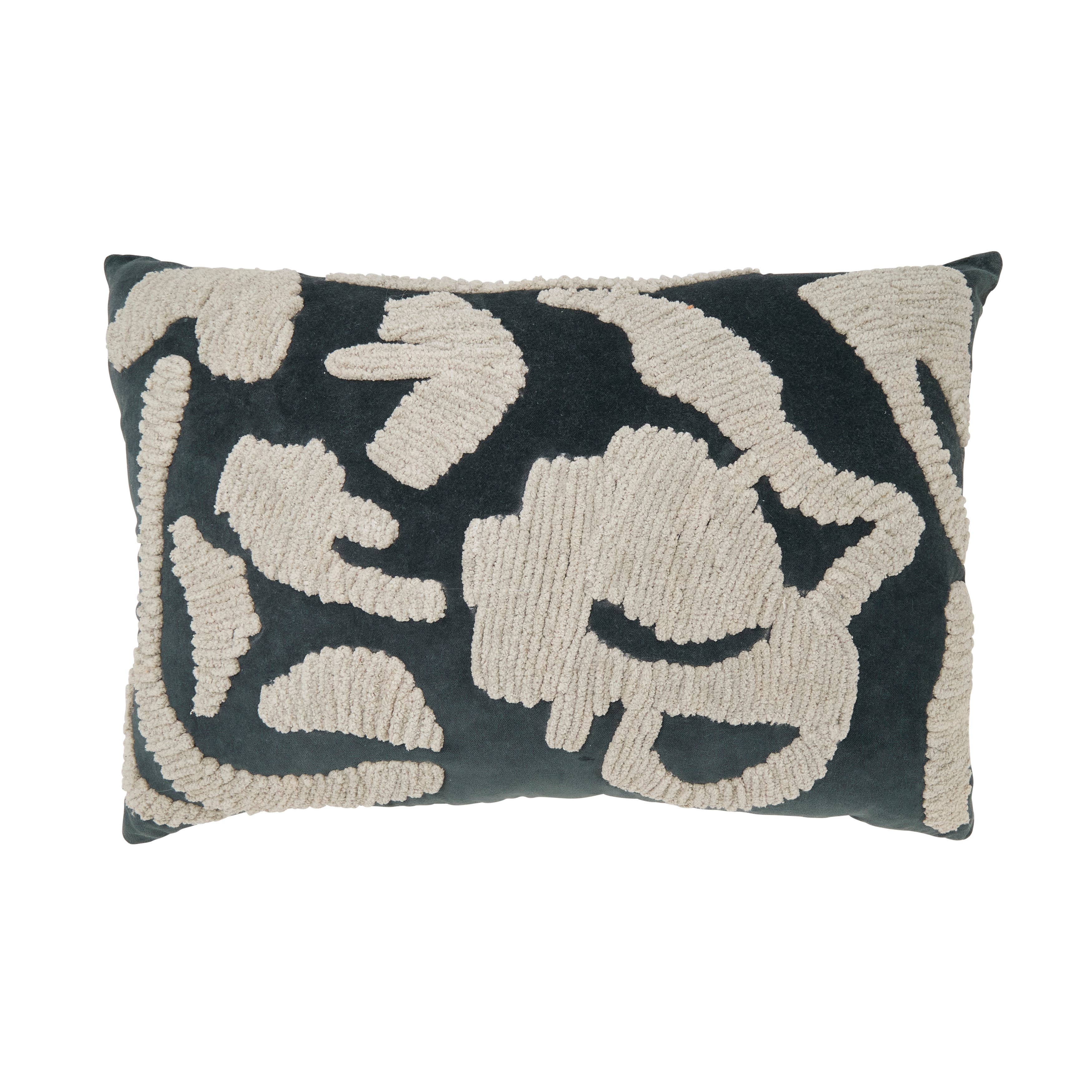 Luxe Embroidered Velvet Throw Pillow: Blue-Grey / Cover Only / 16"x24" - Decor Addict, LLC
