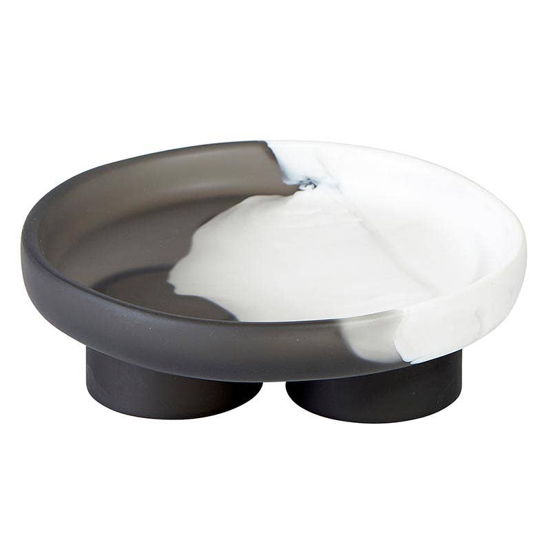 Resin Footed Mini Tray - Charcoal & White - Decor Addict, LLC