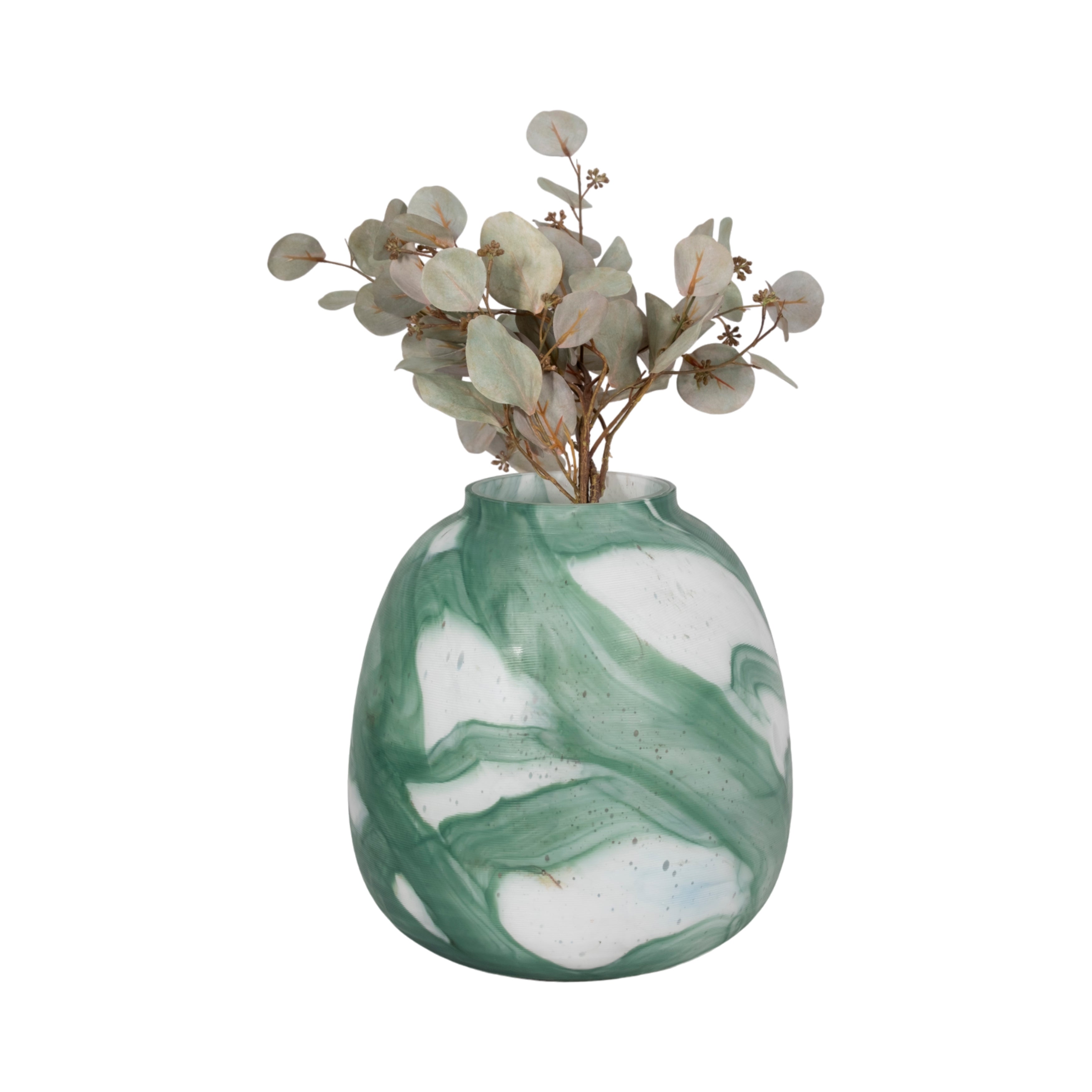 13" Ebb & Flow Vase, Green/clear - Decor Addict, LLC