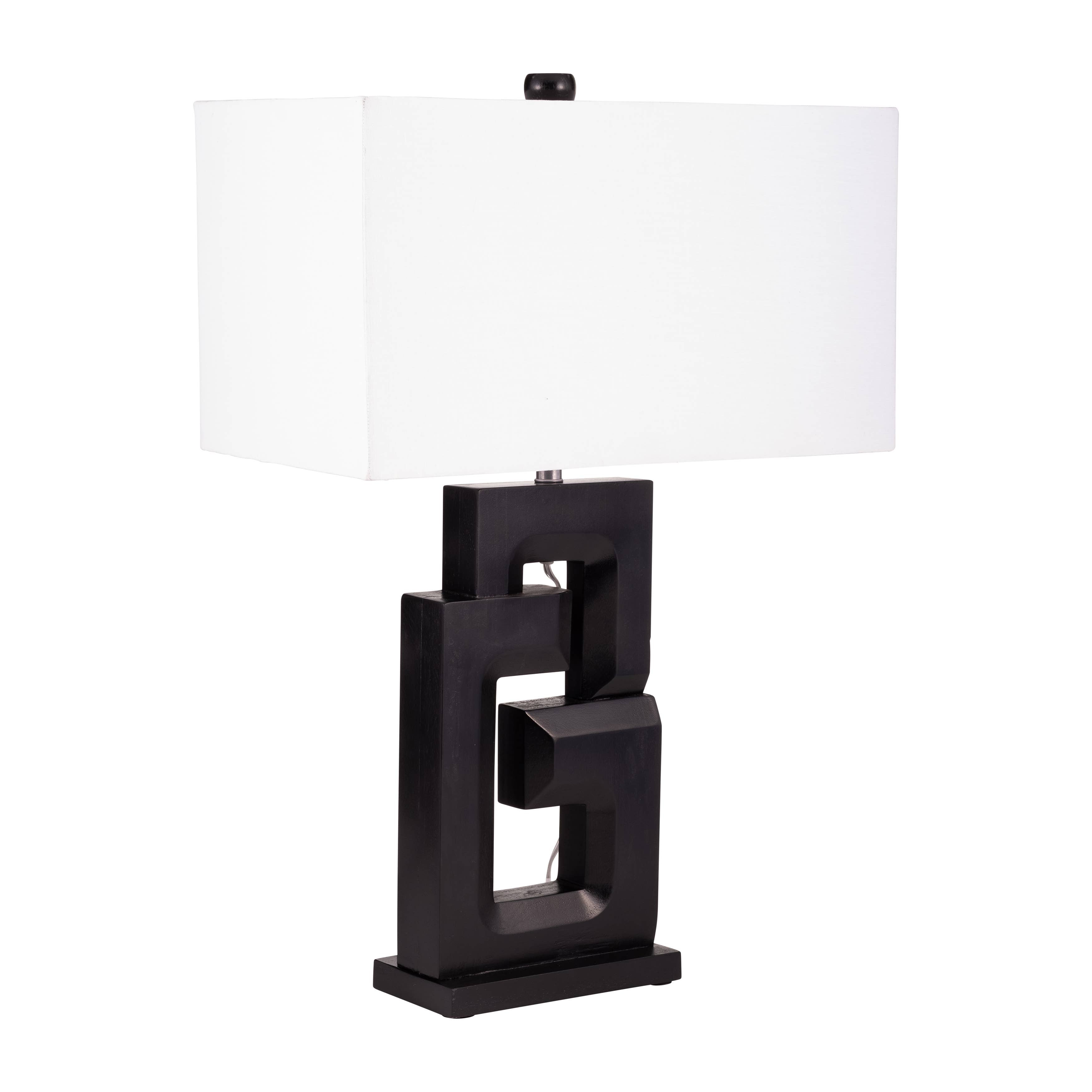 Wood, 27"h Geometric Lamp, Black - Decor Addict, LLC