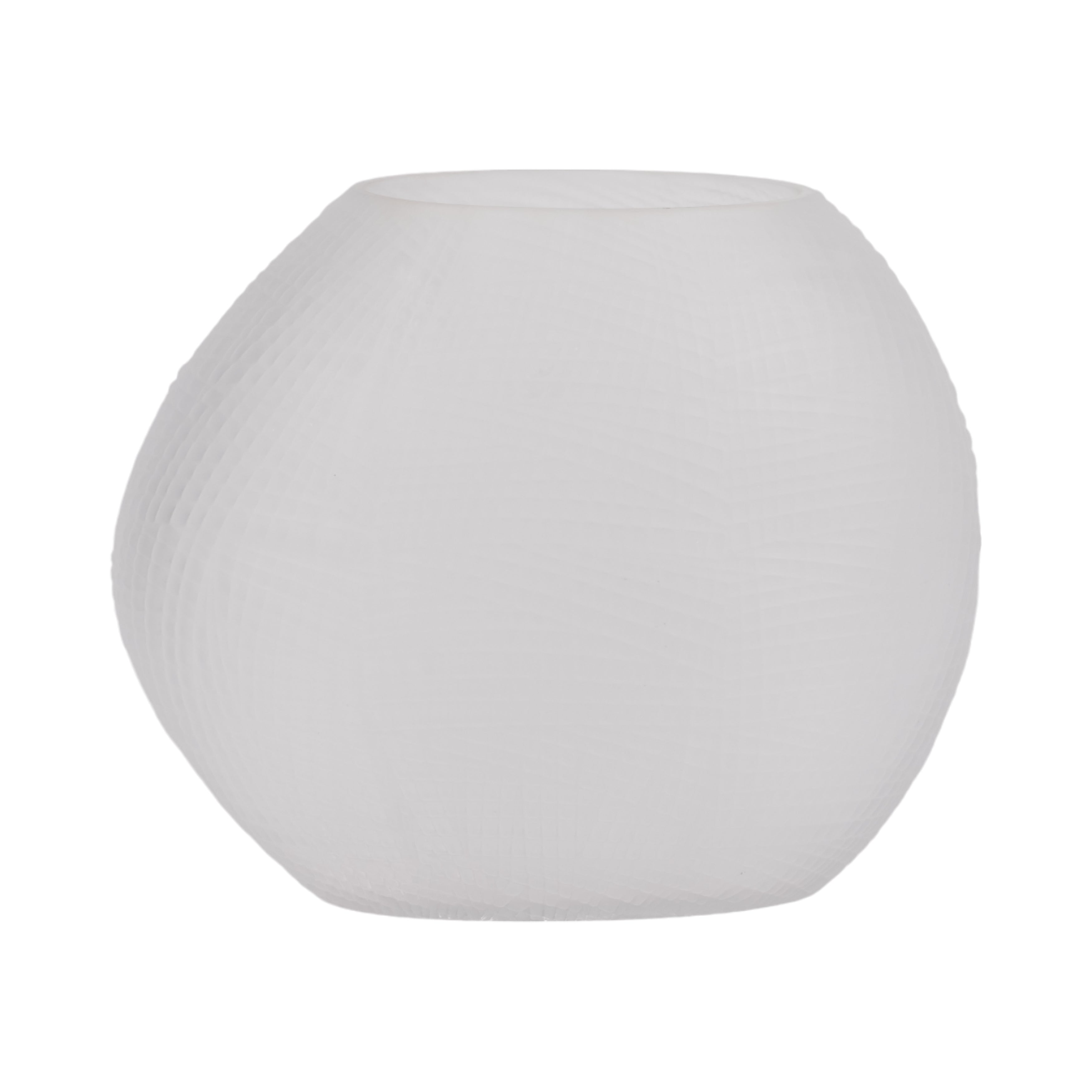 Glass 10"h Textured Vase, Frosted White - Decor Addict, LLC