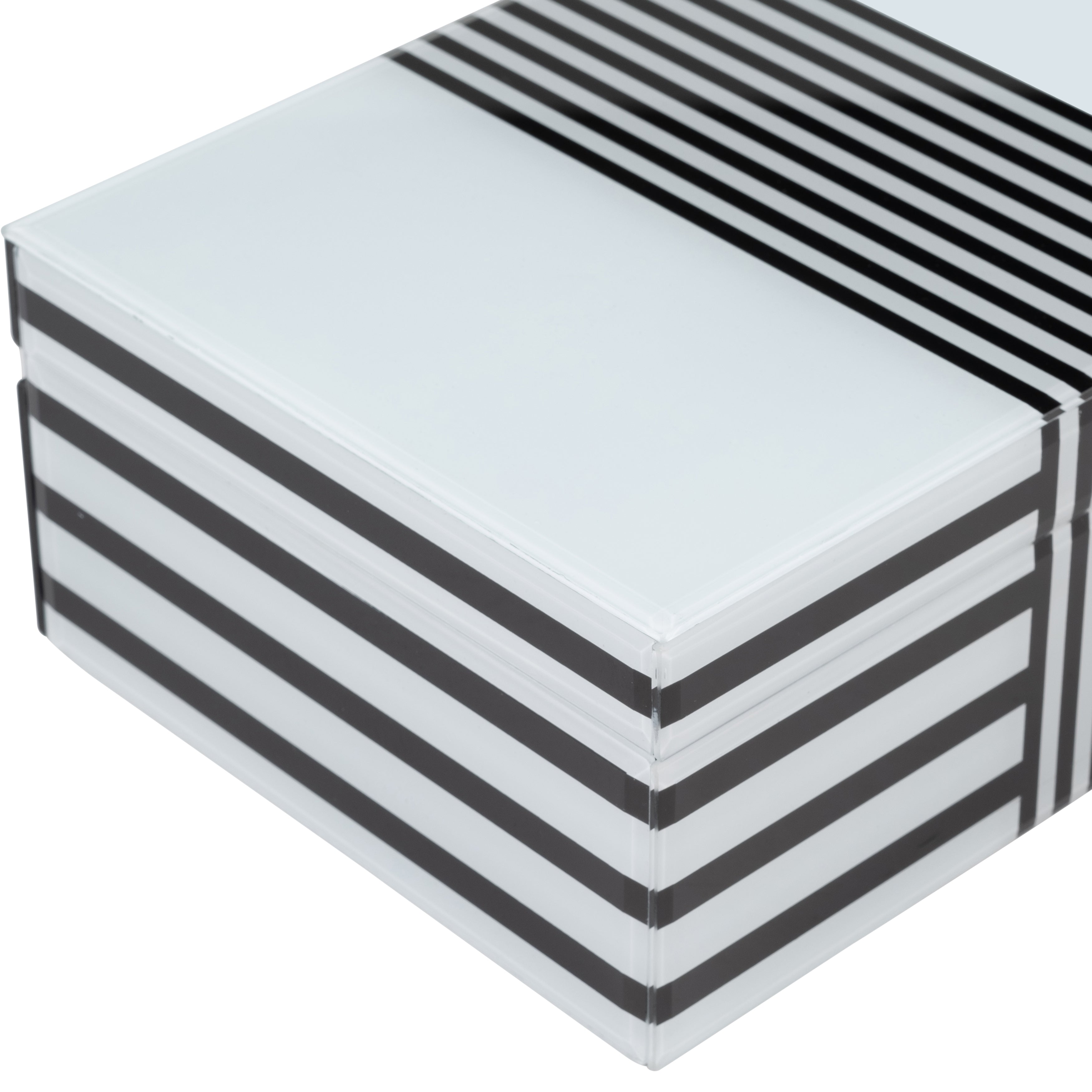 Wood, S/2 8/11" Striped Boxes, Black/white - Decor Addict, LLC