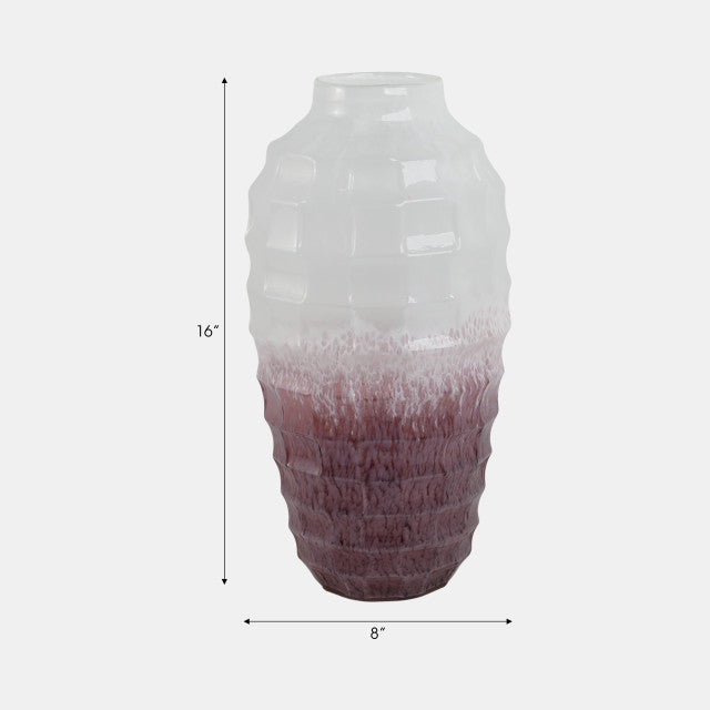 Glass, 16"H 2-Tone Vase, Blush - Decor Addict, LLC