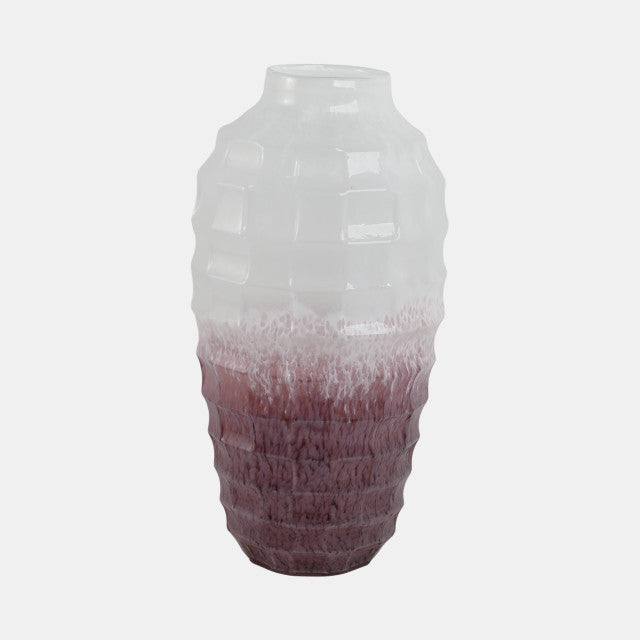 Glass, 16"H 2-Tone Vase, Blush - Decor Addict, LLC