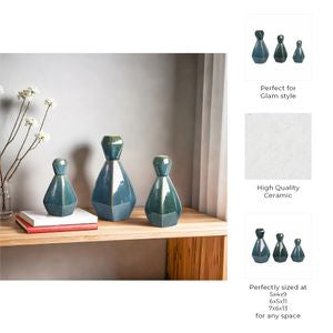 Corvallis Ceramic Bottles, Blue (Set of 3)