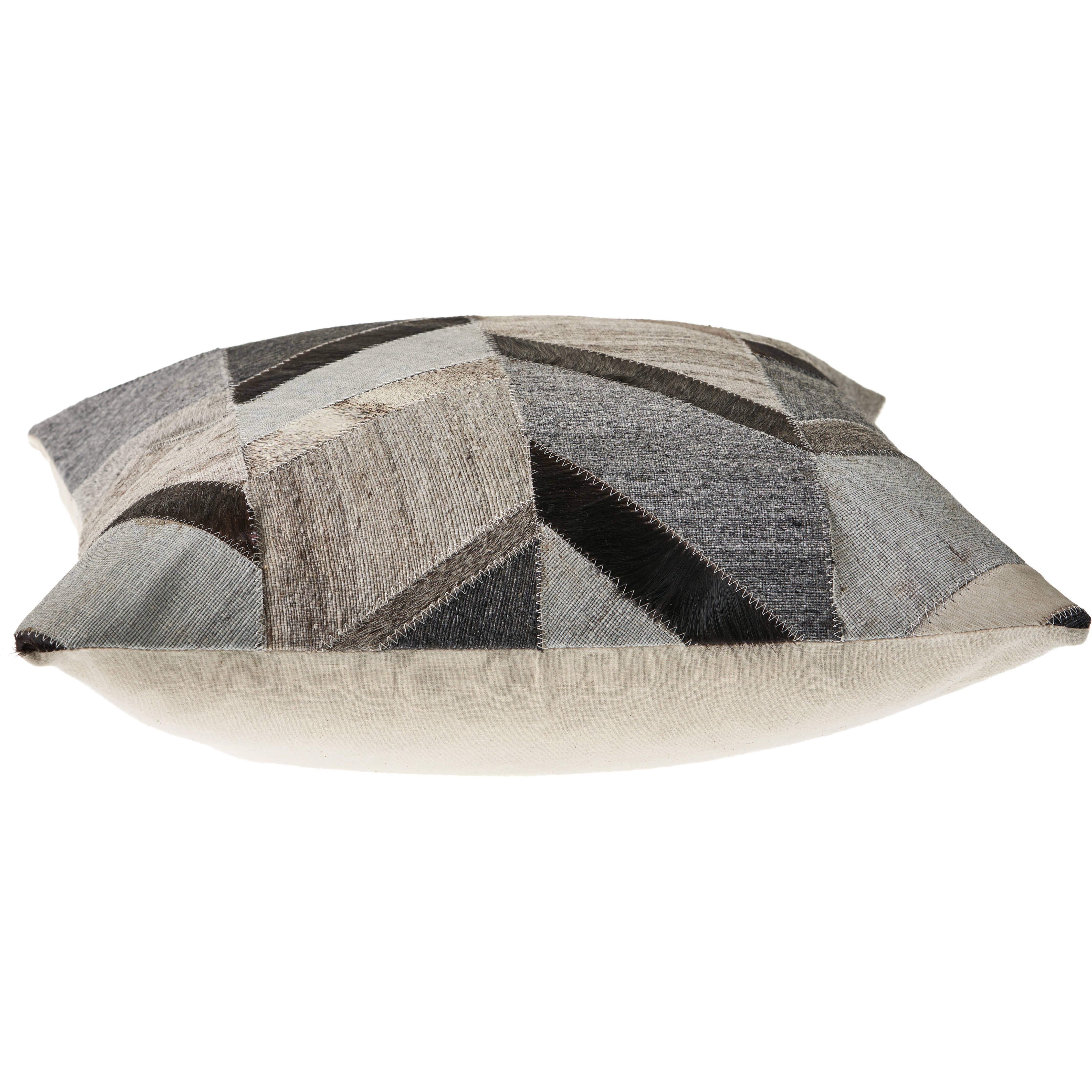 Multicolored Chevron Faux Leather Throw Pillow: Gray/Brown / Poly Filled - Decor Addict, LLC