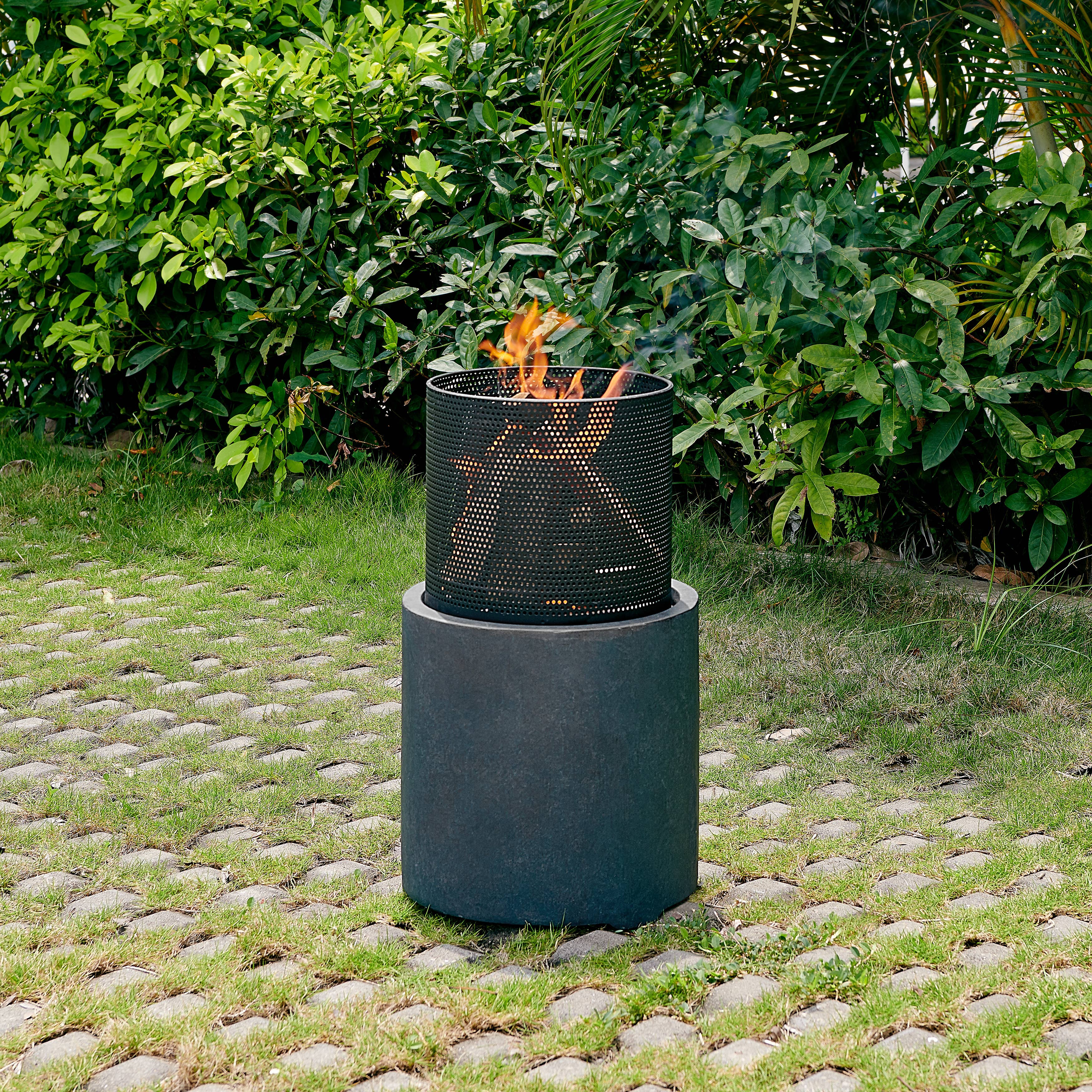 22" Wood Burning Faux Stone Fire Column - Decor Addict, LLC