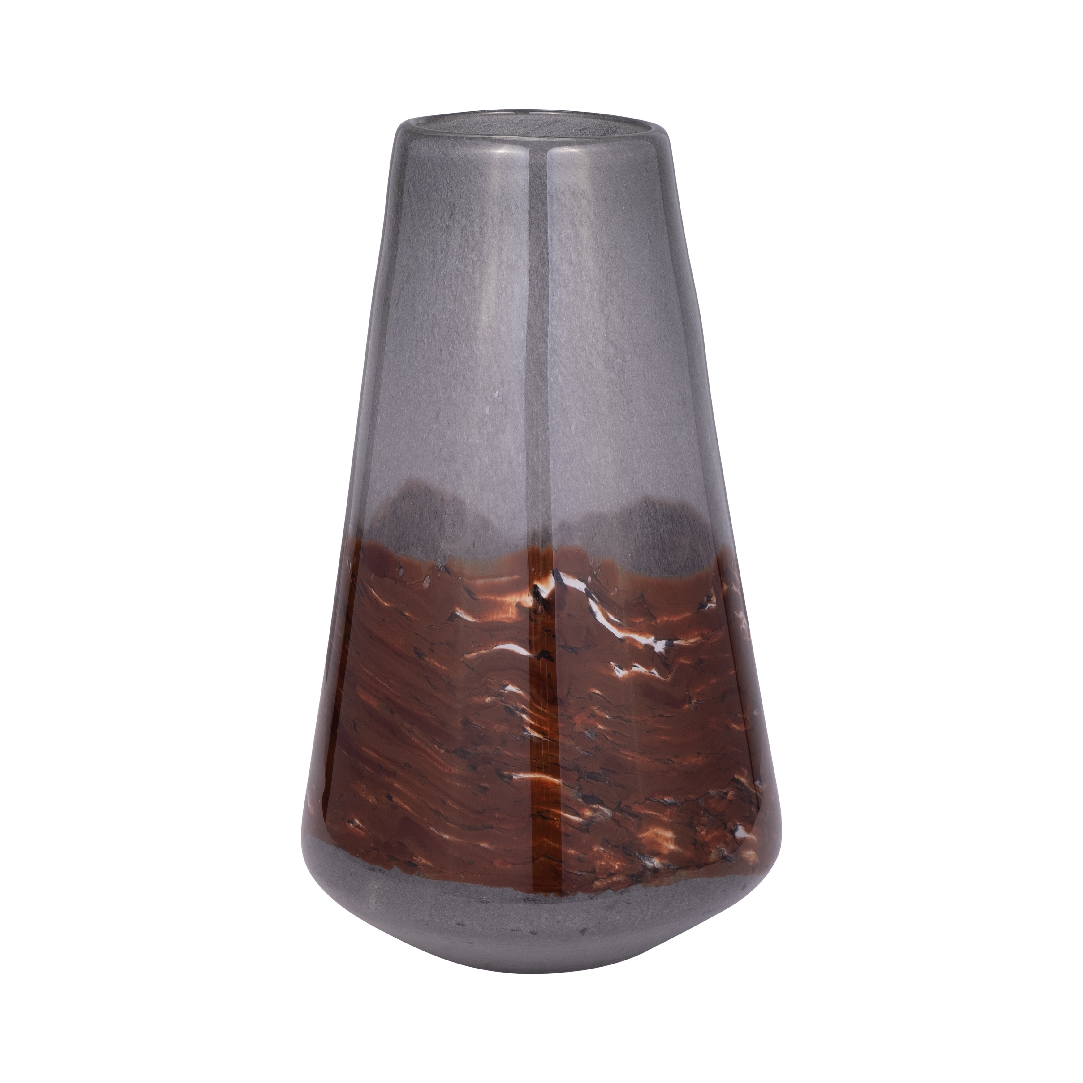 Glass, 14" Vase Grey/brown - Decor Addict, LLC