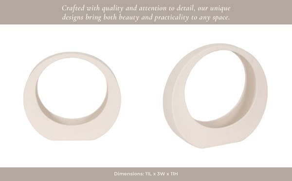 Stoneware Modern Sand Glaze Loop Sculpture - White, 11 in.