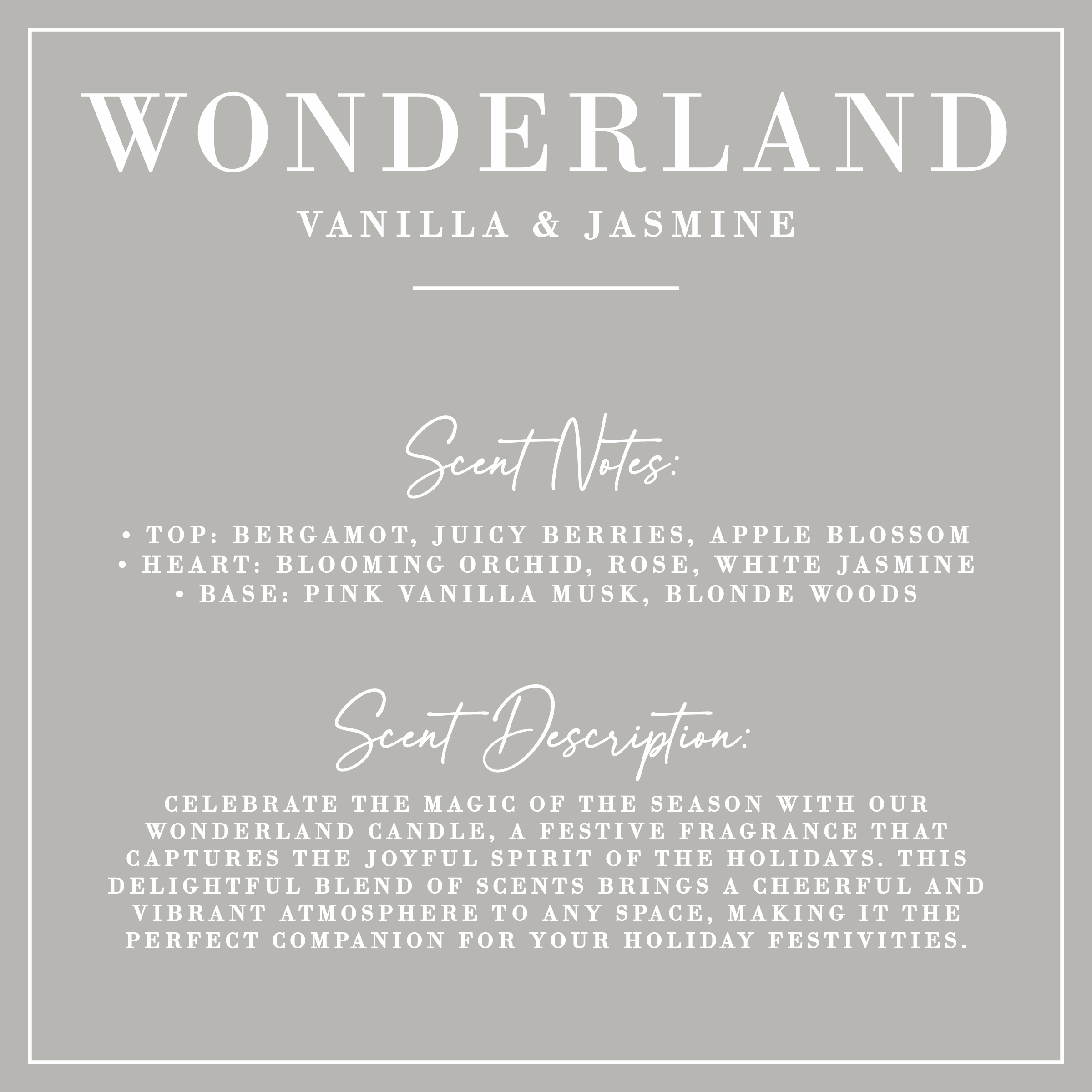 WONDERLAND | Vanilla + Jasmine Candle | Luxe Collection: 10 oz - Decor Addict, LLC