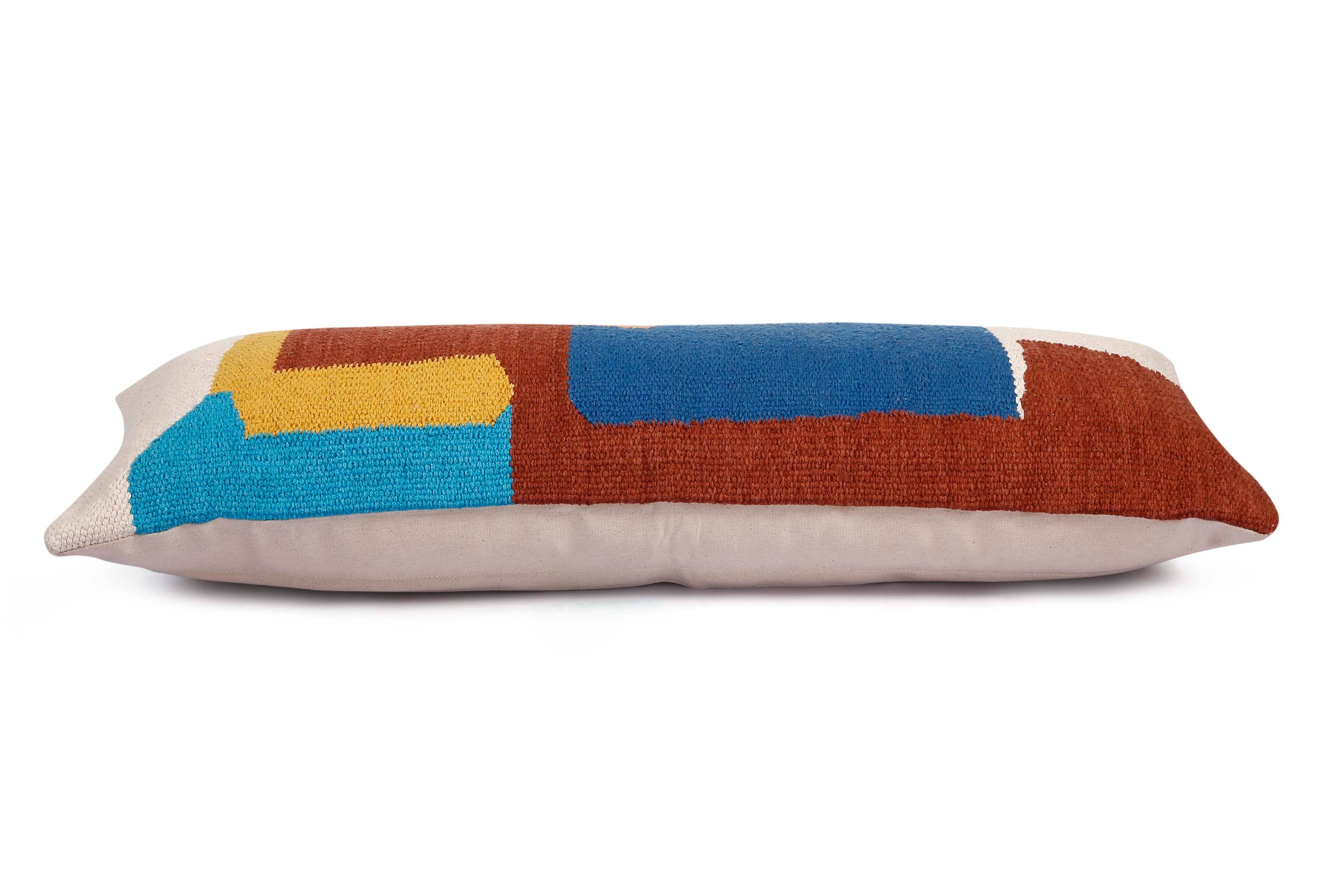 Ladakh Handcrafted Lumbar Pillow, Multi- 12x30 Inch: CUSHION COVER WITH INSERT - Decor Addict, LLC