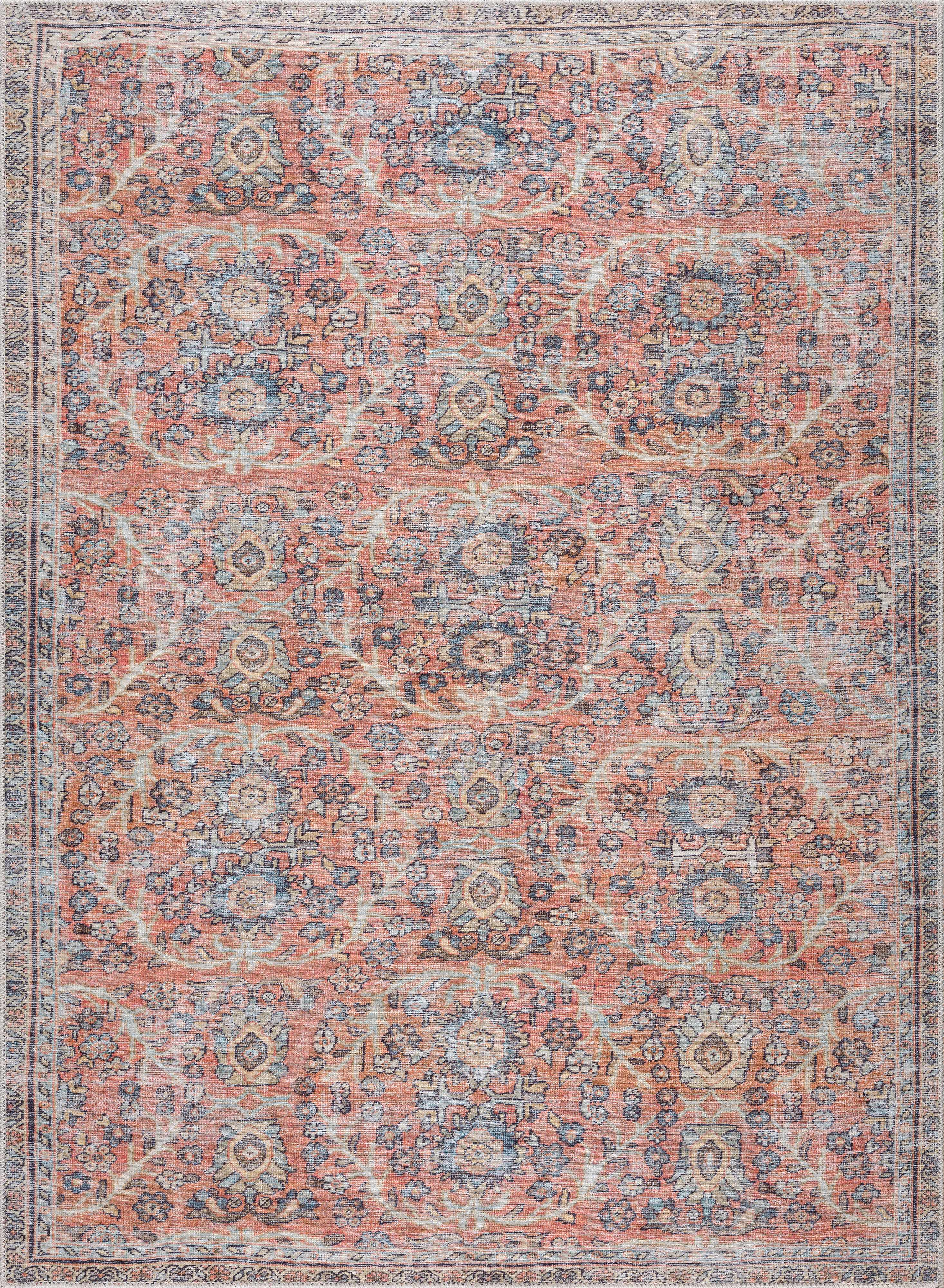 Urpi Rose & Blue Washable Area Rug - Decor Addict, LLC