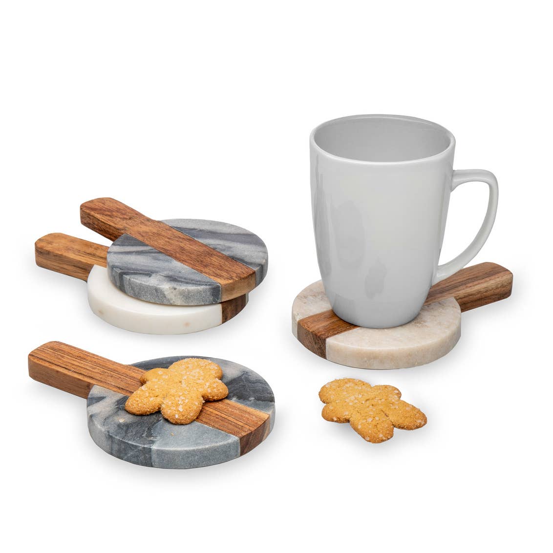 Set of Four Marble/wood Coasters - Decor Addict, LLC