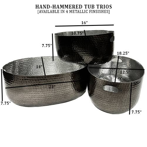 Hammered Black Beverage Tub – Set of 3 - Decor Addict, LLC